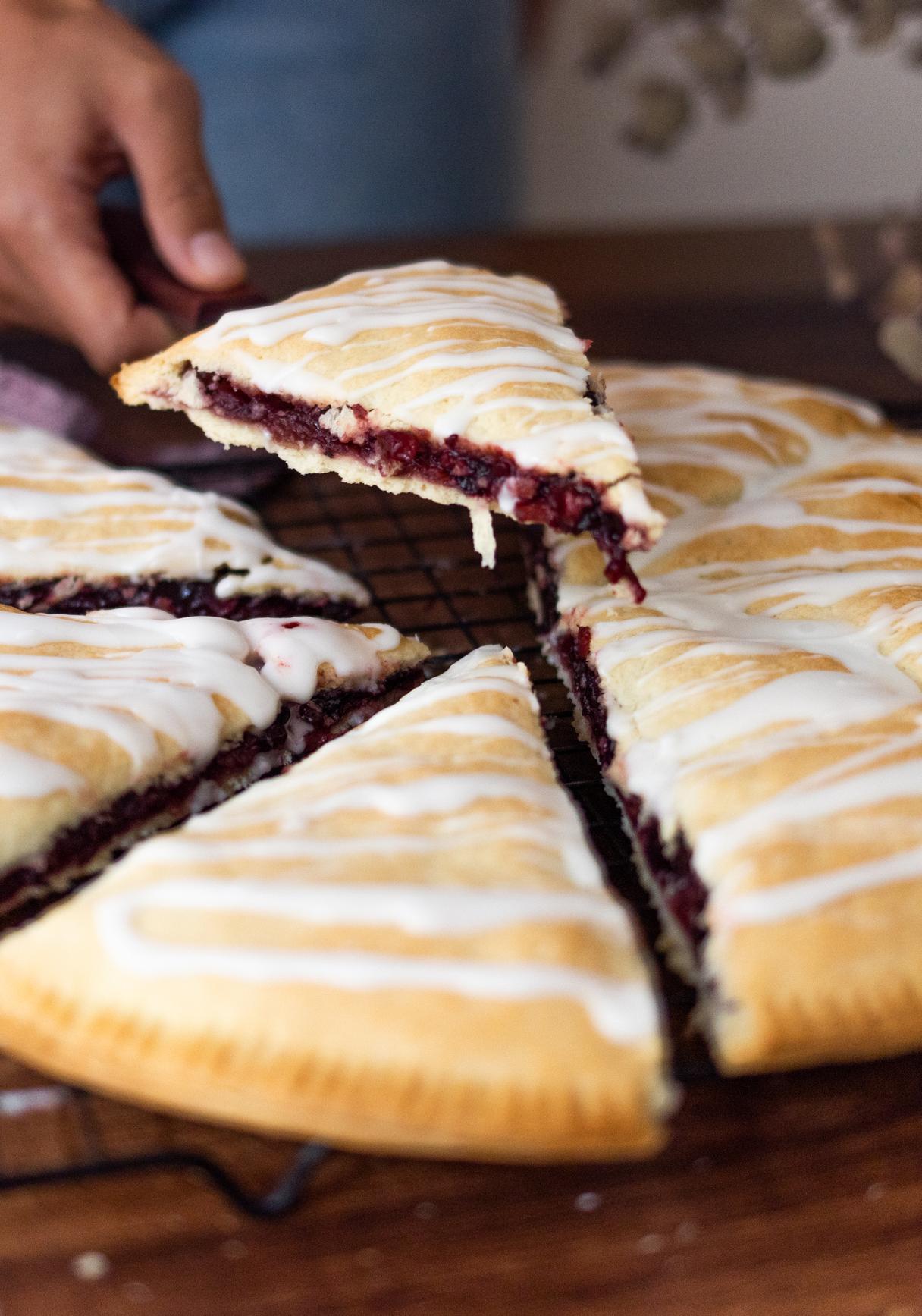 Vegan Apple-Cherry Hand Pie with Icing Sugar