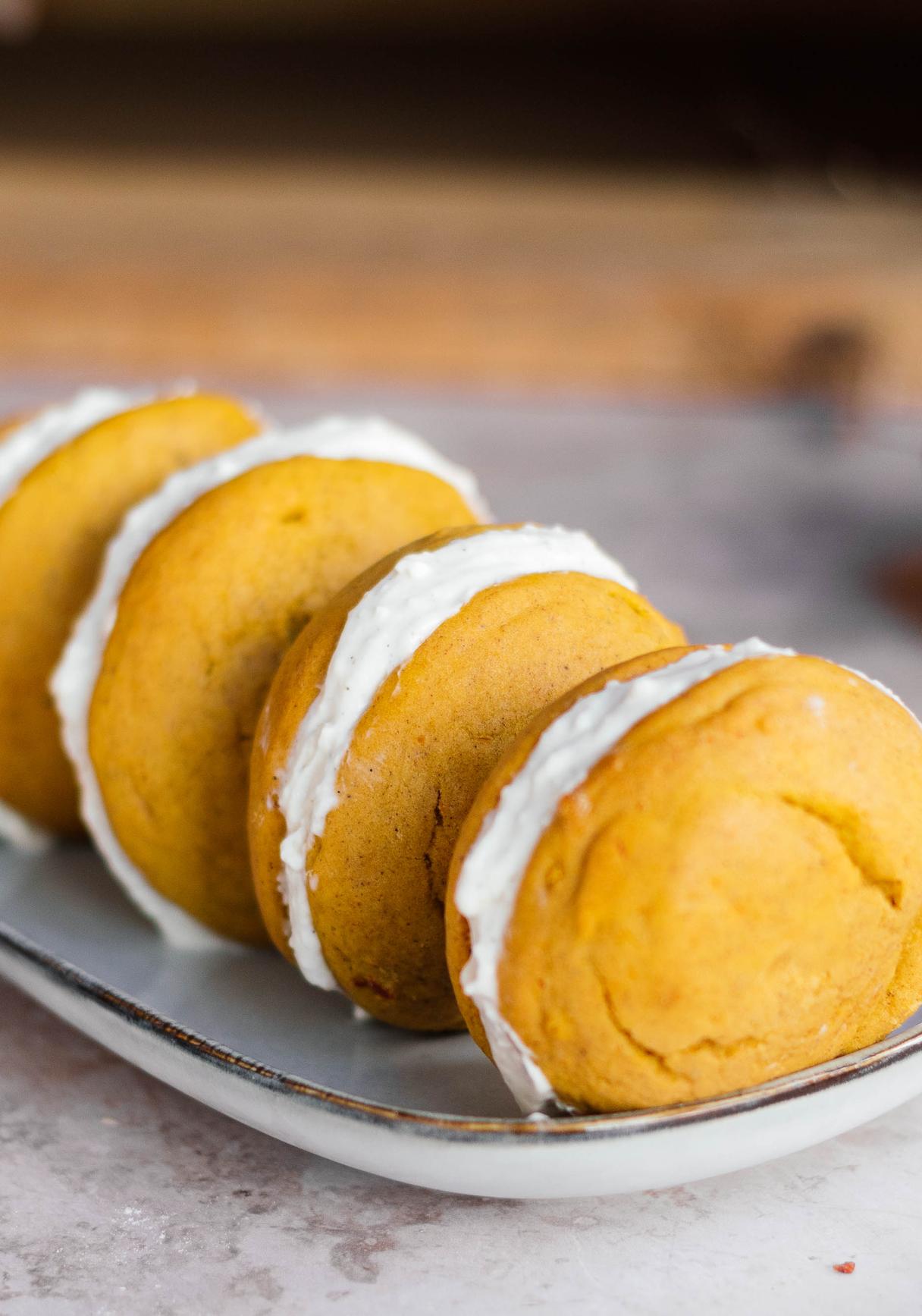 Vegan Pumpkin Whoopie Pies with Vanilla Cream