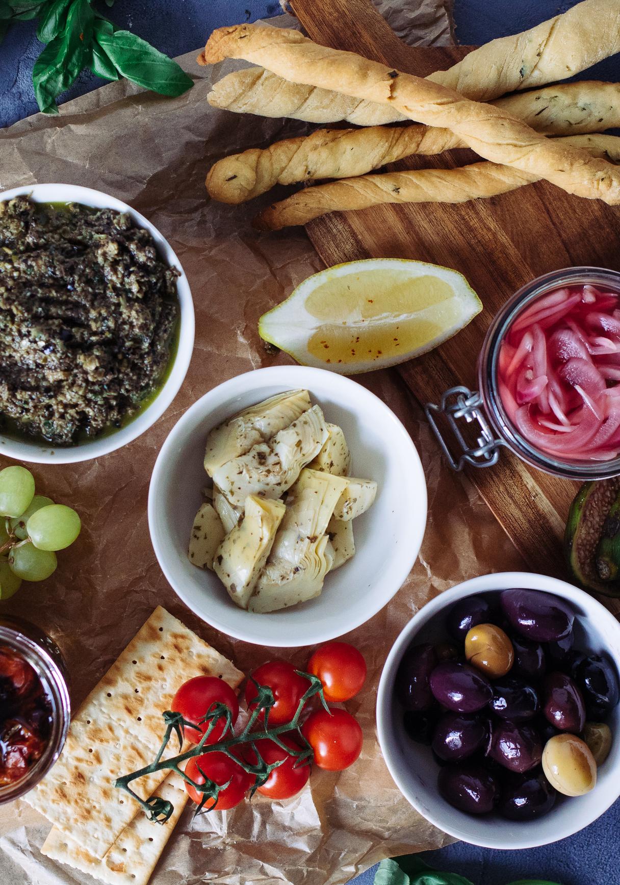 Homemade Italian antipasti platter