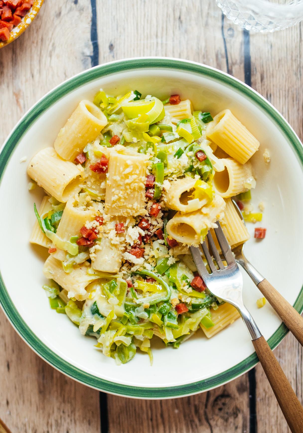 Karamellisierte Lauch-Pasta