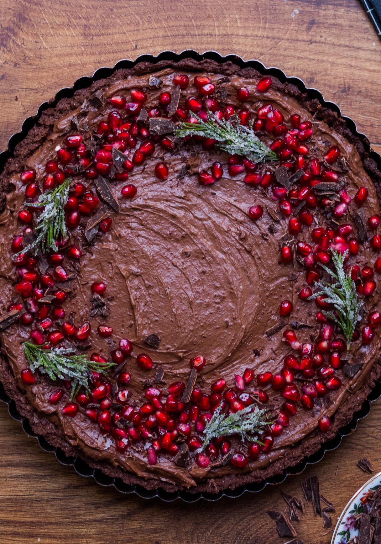 Vegan Chocolate Pomegranate Tart