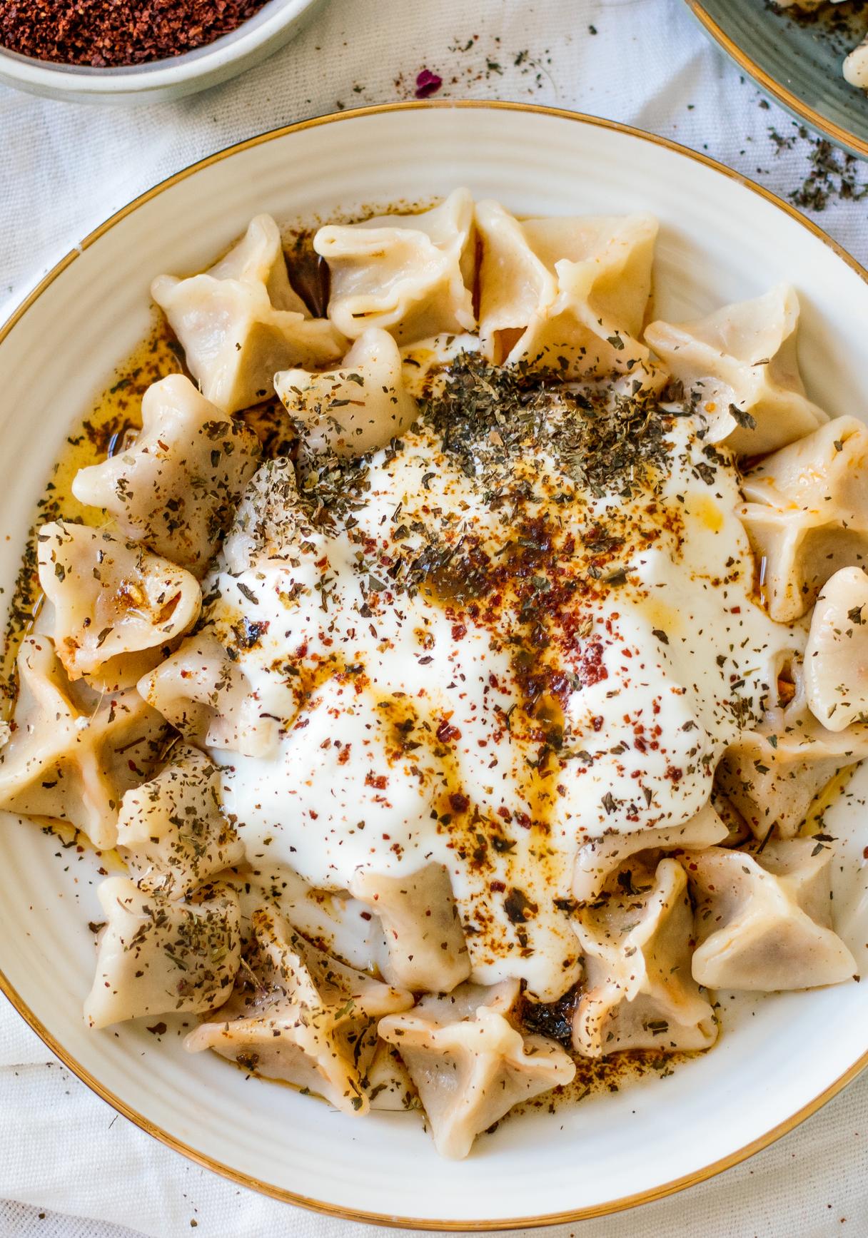 Vegan Manti with Soy Filling