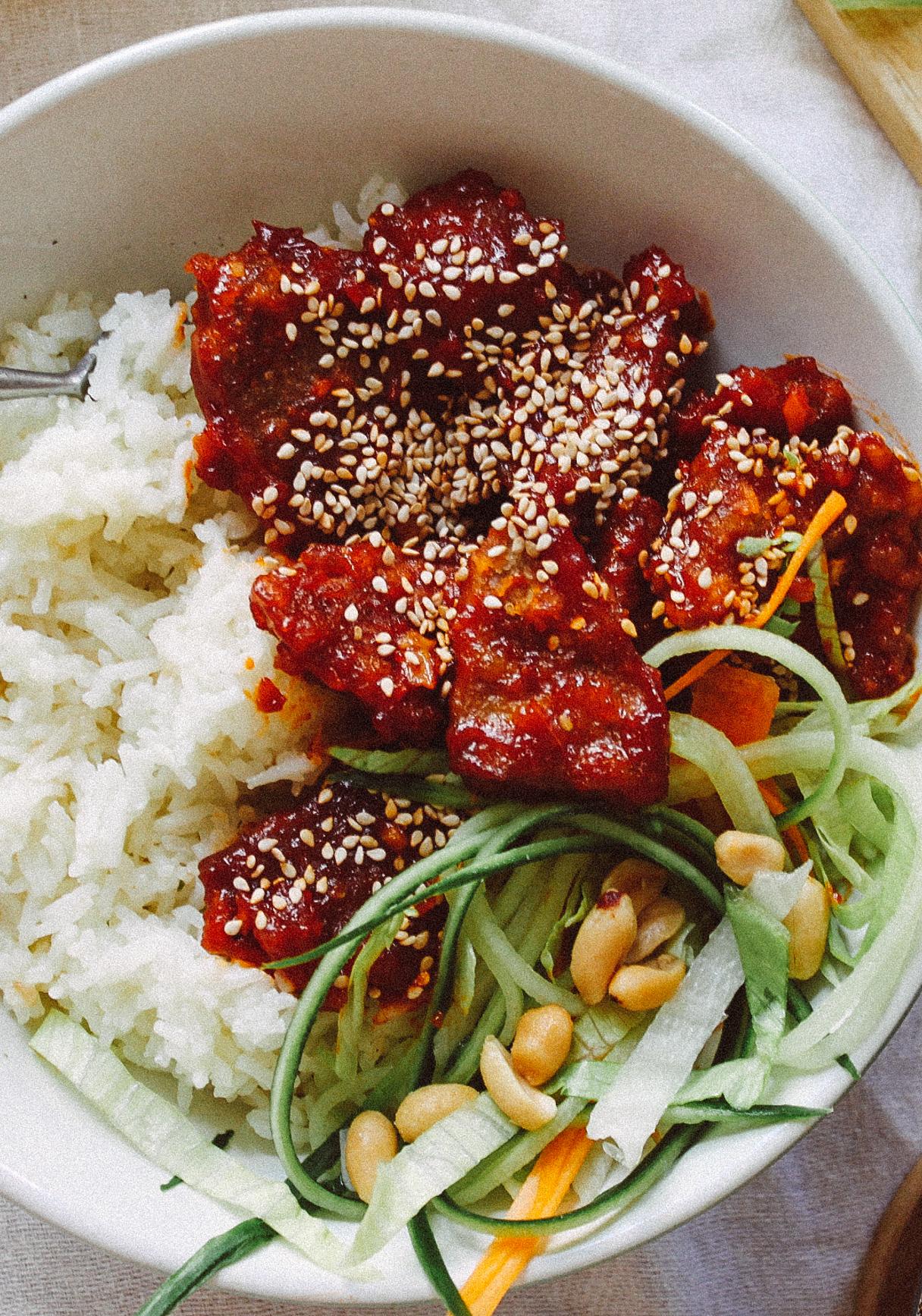 Vegan Fried Sweet & Spicy Chicken