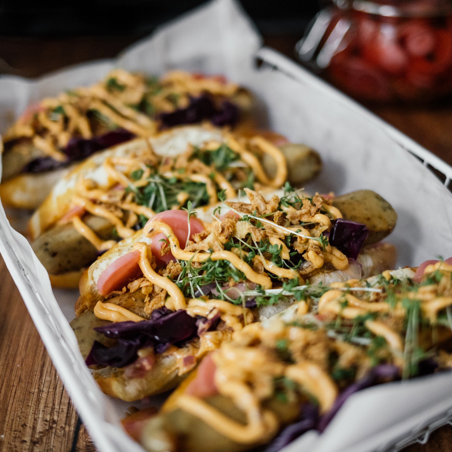 Bavarian Hot Dogs with Vegan “Obazda Cheese” Mayonnaise
