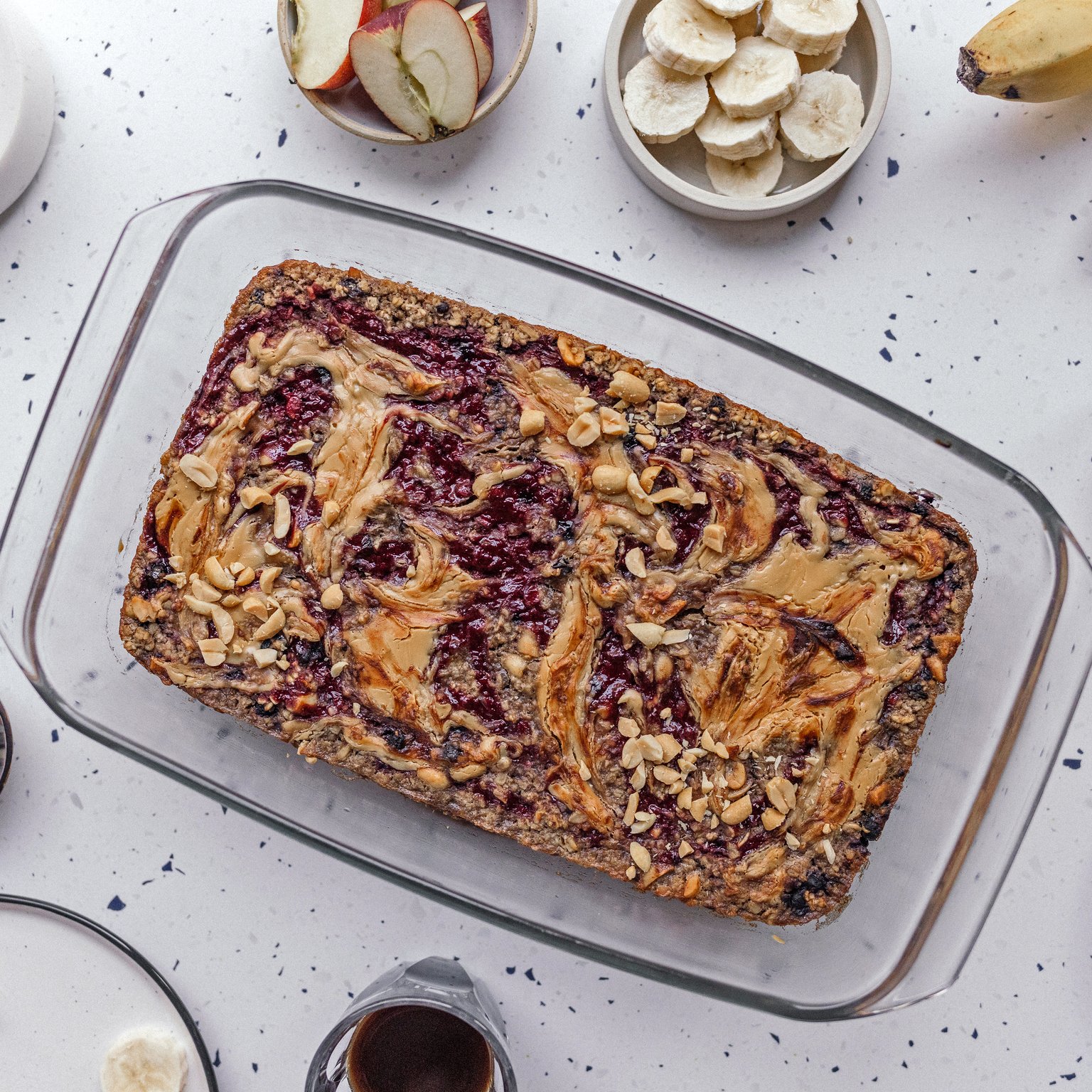 Vegan Baked Oatmeal with Peanut Butter & Jam