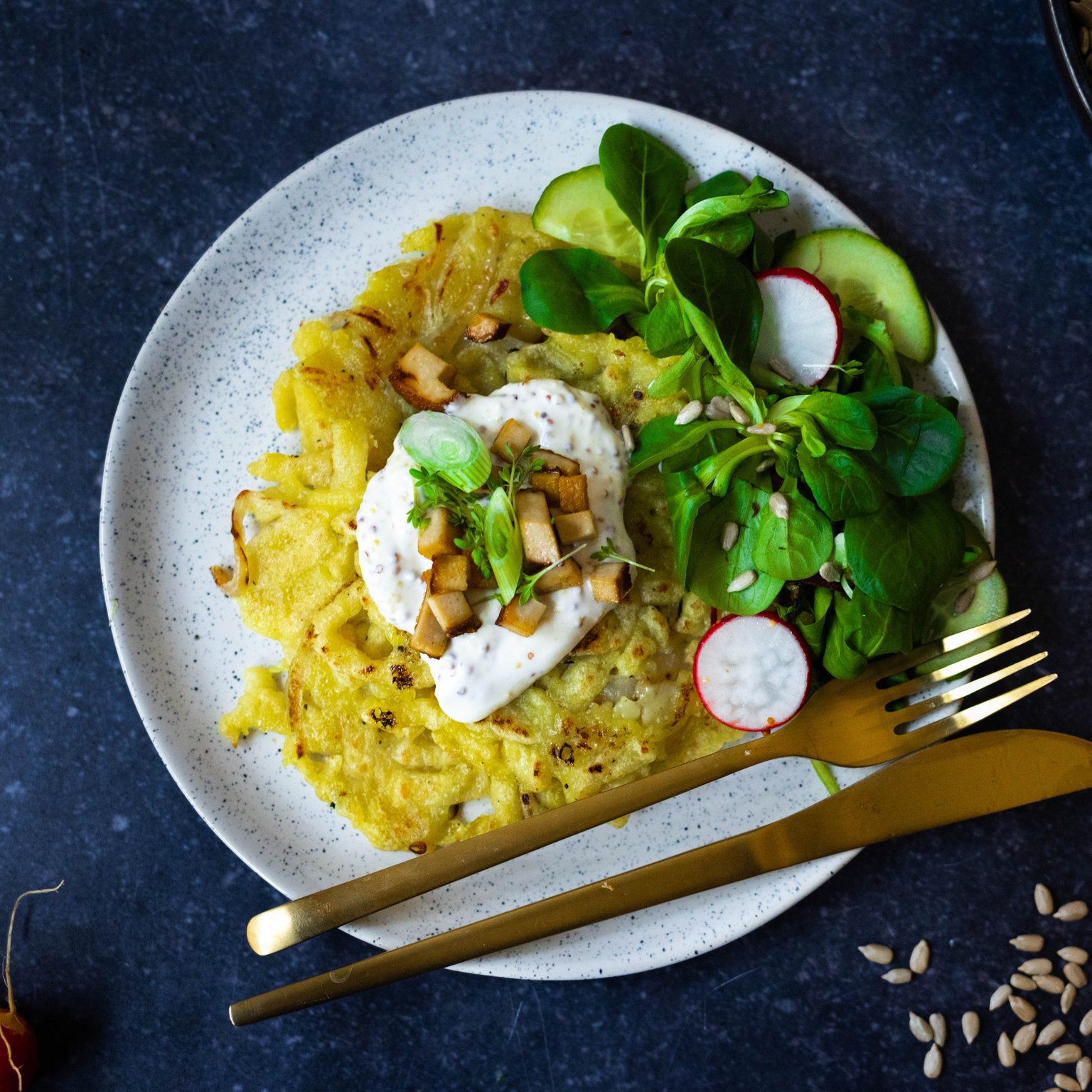 Vegane Käsespätzle-Rösti