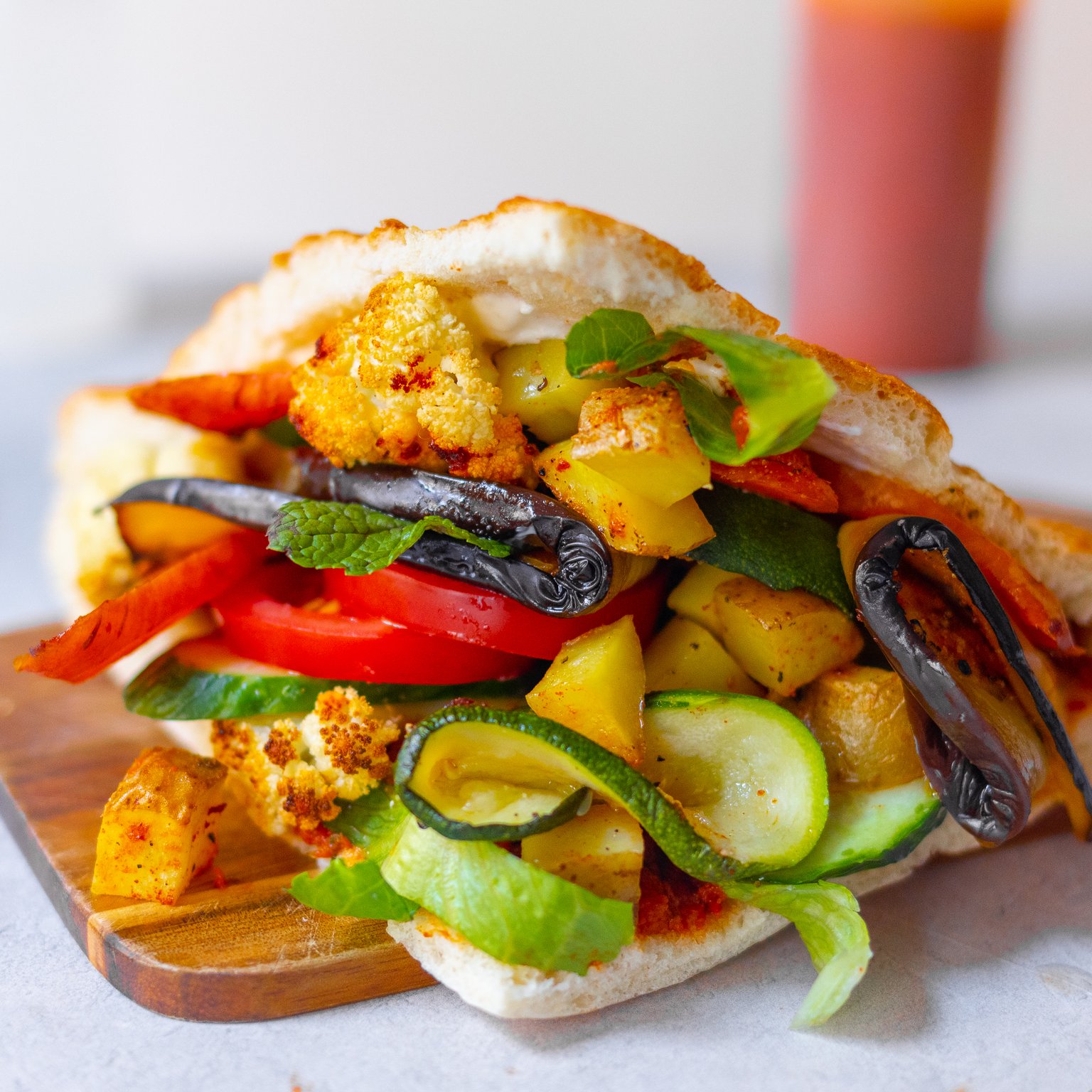 Gemüsedöner mit selbstgemachtem Fladenbrot