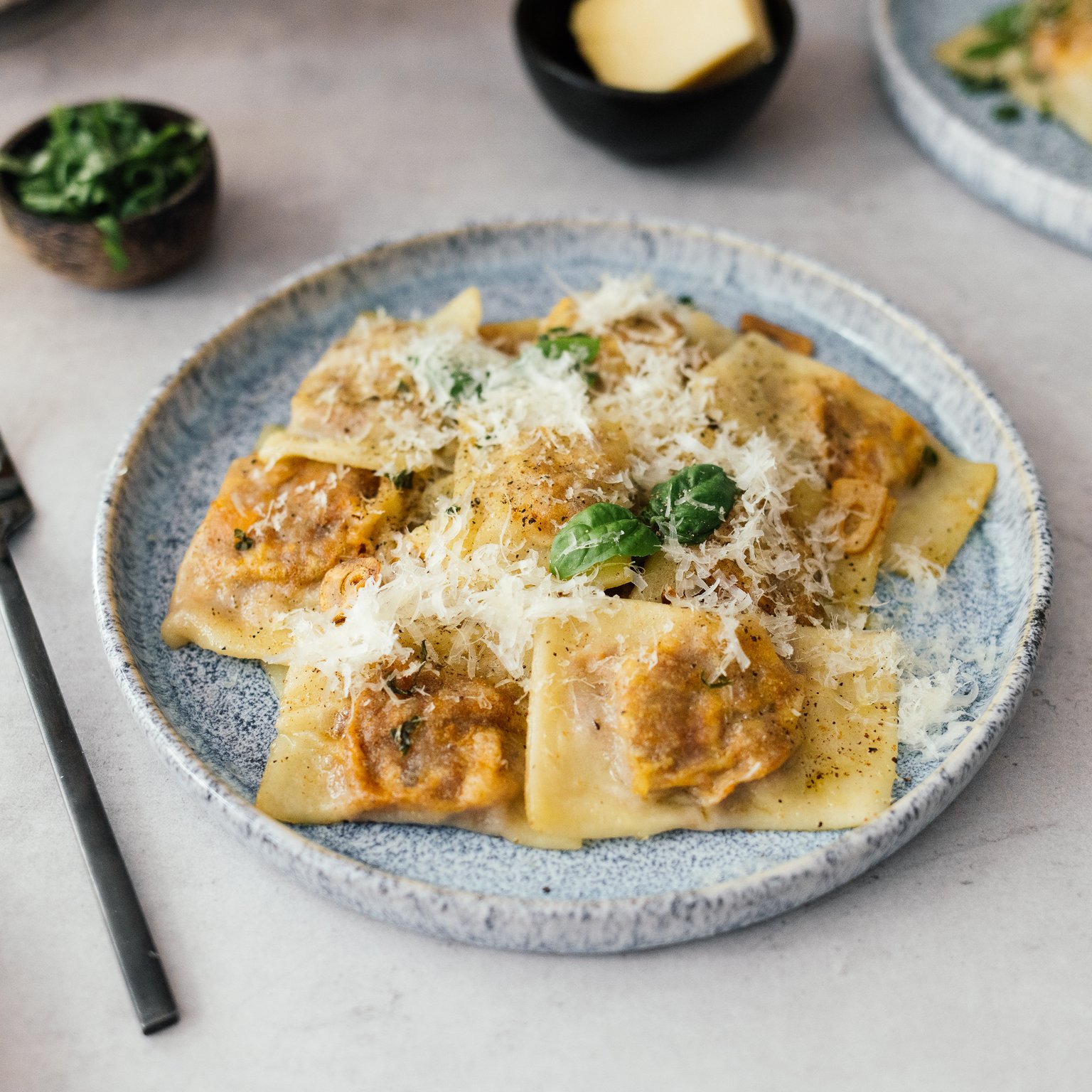 Vegan Bolognese Stuffed Ravioli