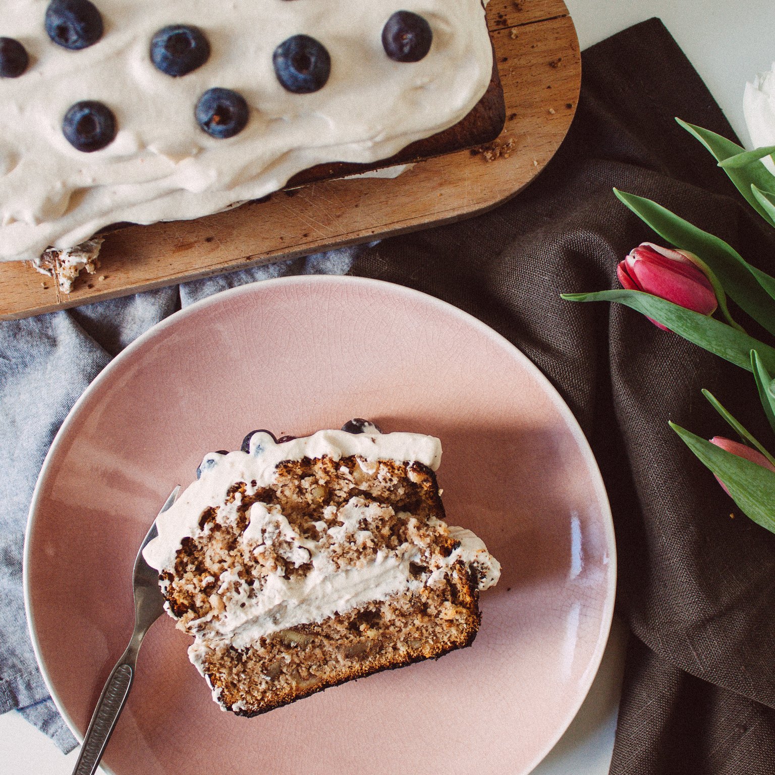 Vegan Walnut Cake with Coffee Cream