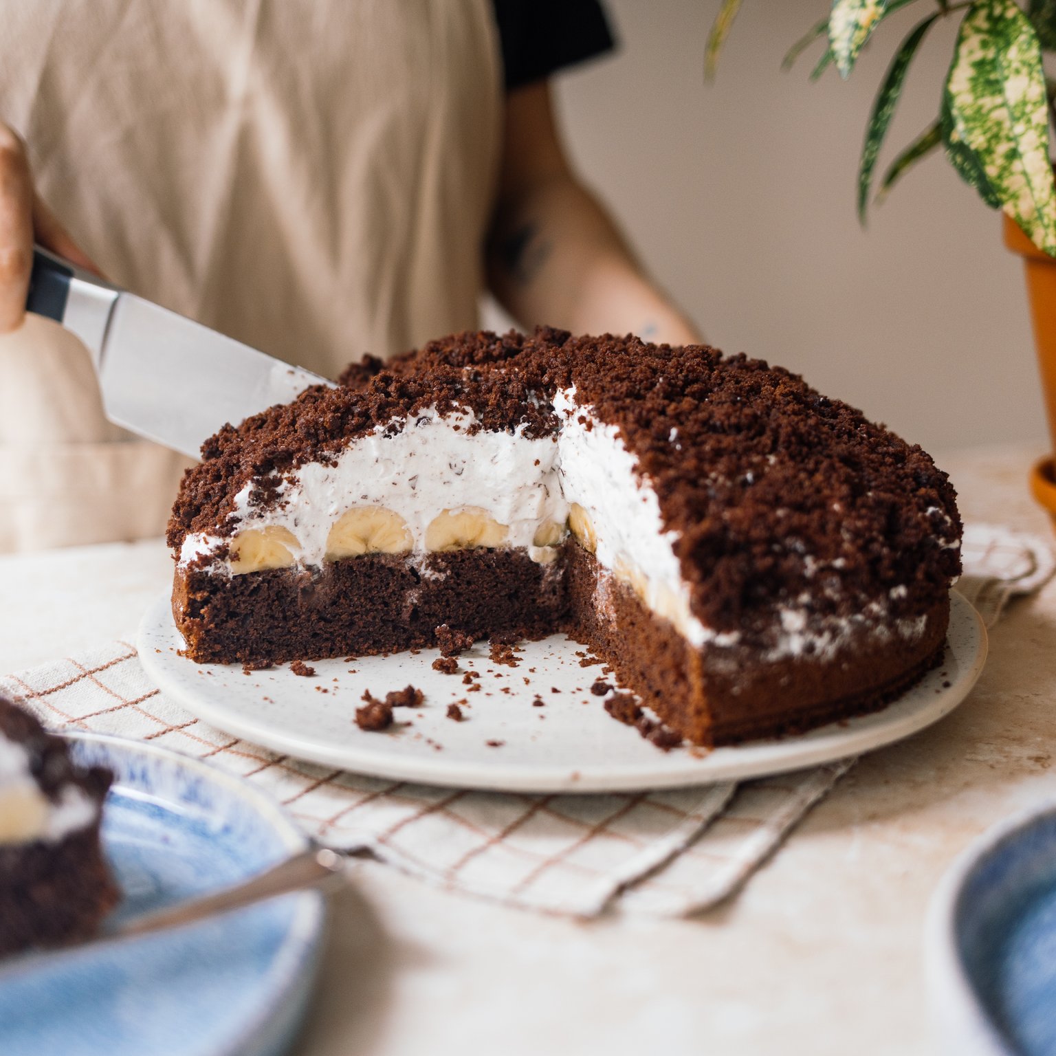 Vegan Mole Cake (German Banana Cream Chocolate Cake)