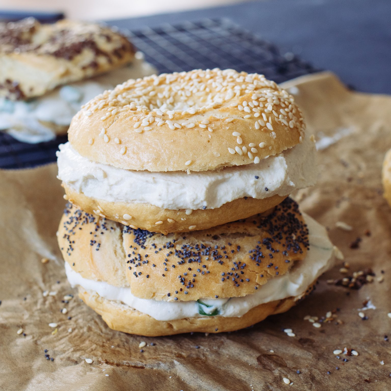 Vegan cream cheese bagel