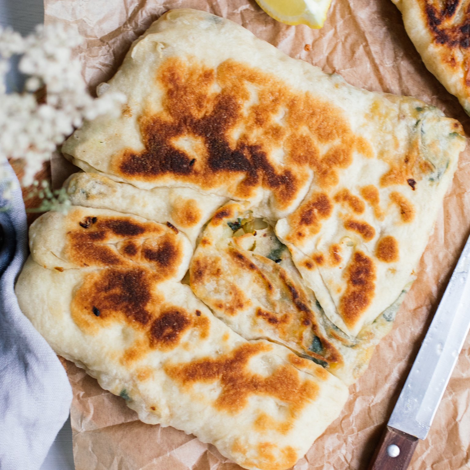 Vegan Gozleme with Spinach Potato Filling