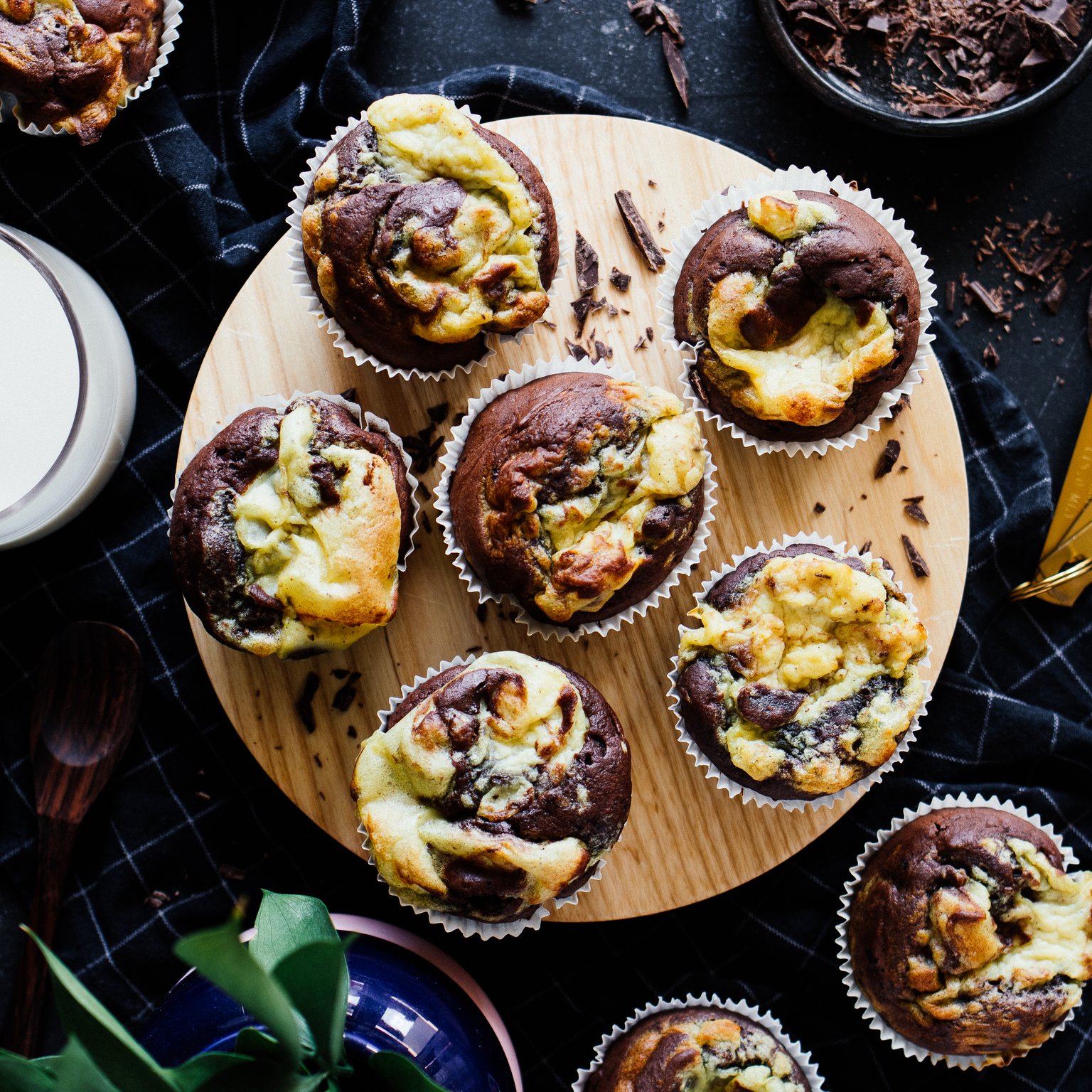 Vegan Double Chocolate Cheesecake Muffins