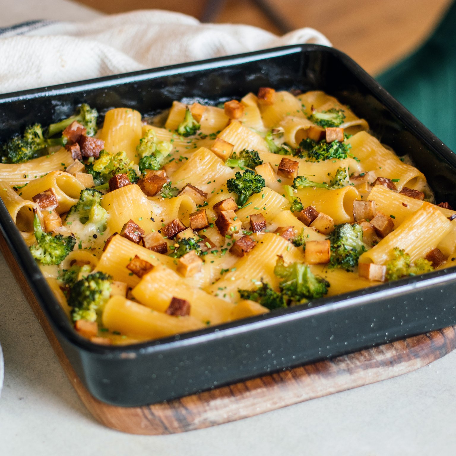 Vegan Baked Pasta with Smoked Tofu & Broccoli