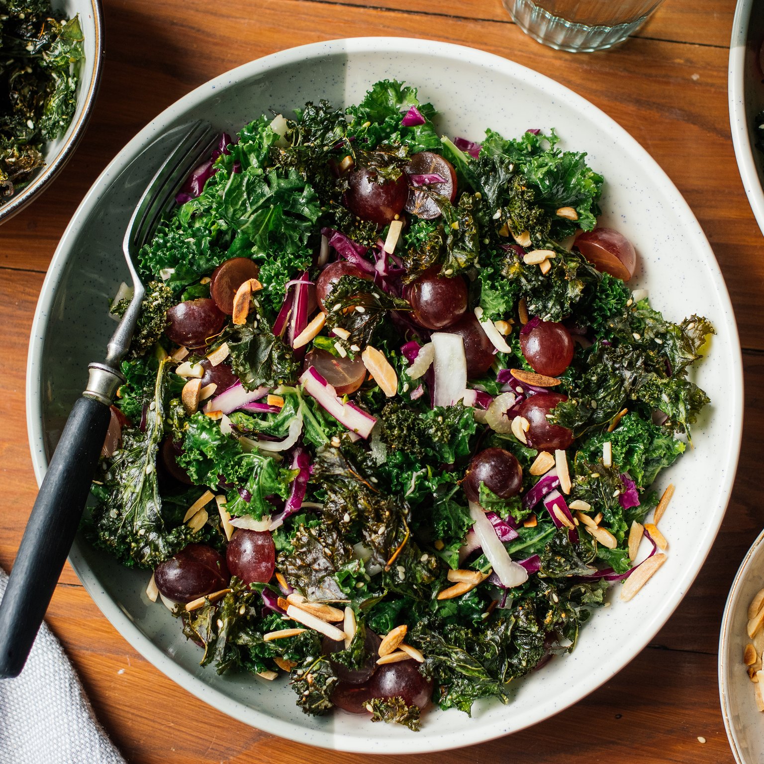 Vegan Kale Salad with Sesame Dressing and Crispy Kale Chips