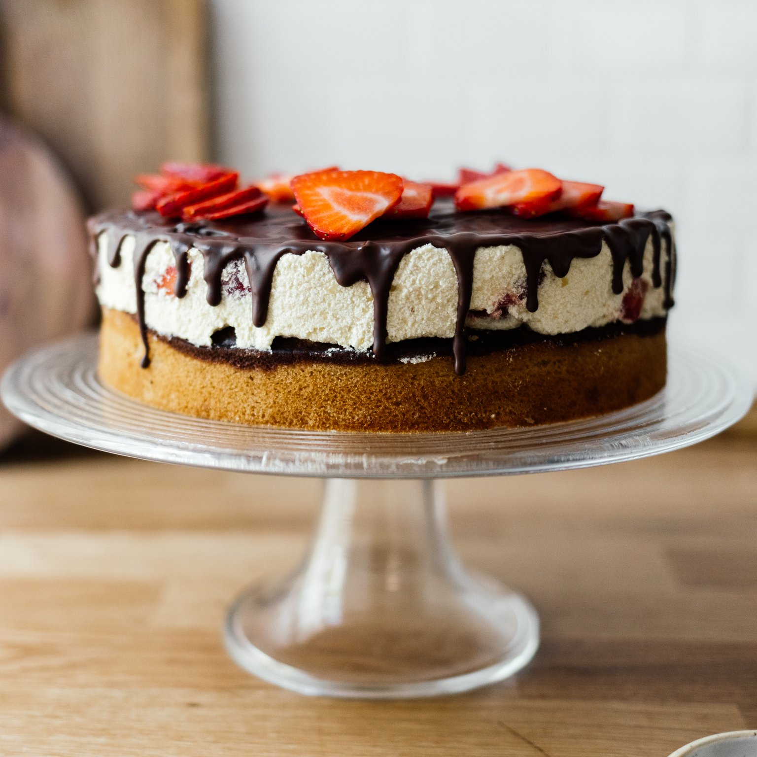 Vegan Pound Cake with Vanilla Pudding and Strawberries