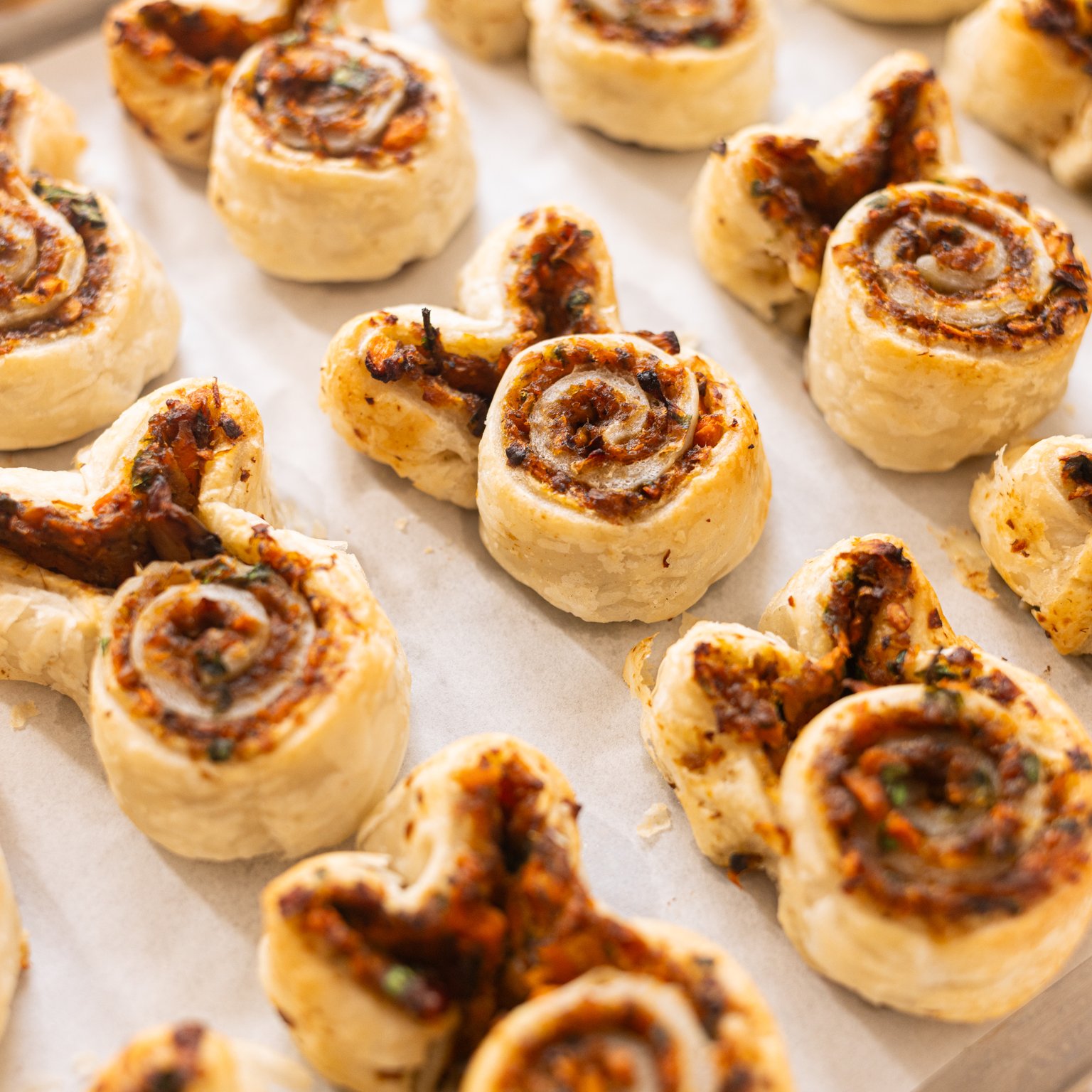 Vegan Puff Pastry Bunnies with Onion Mushroom Filling