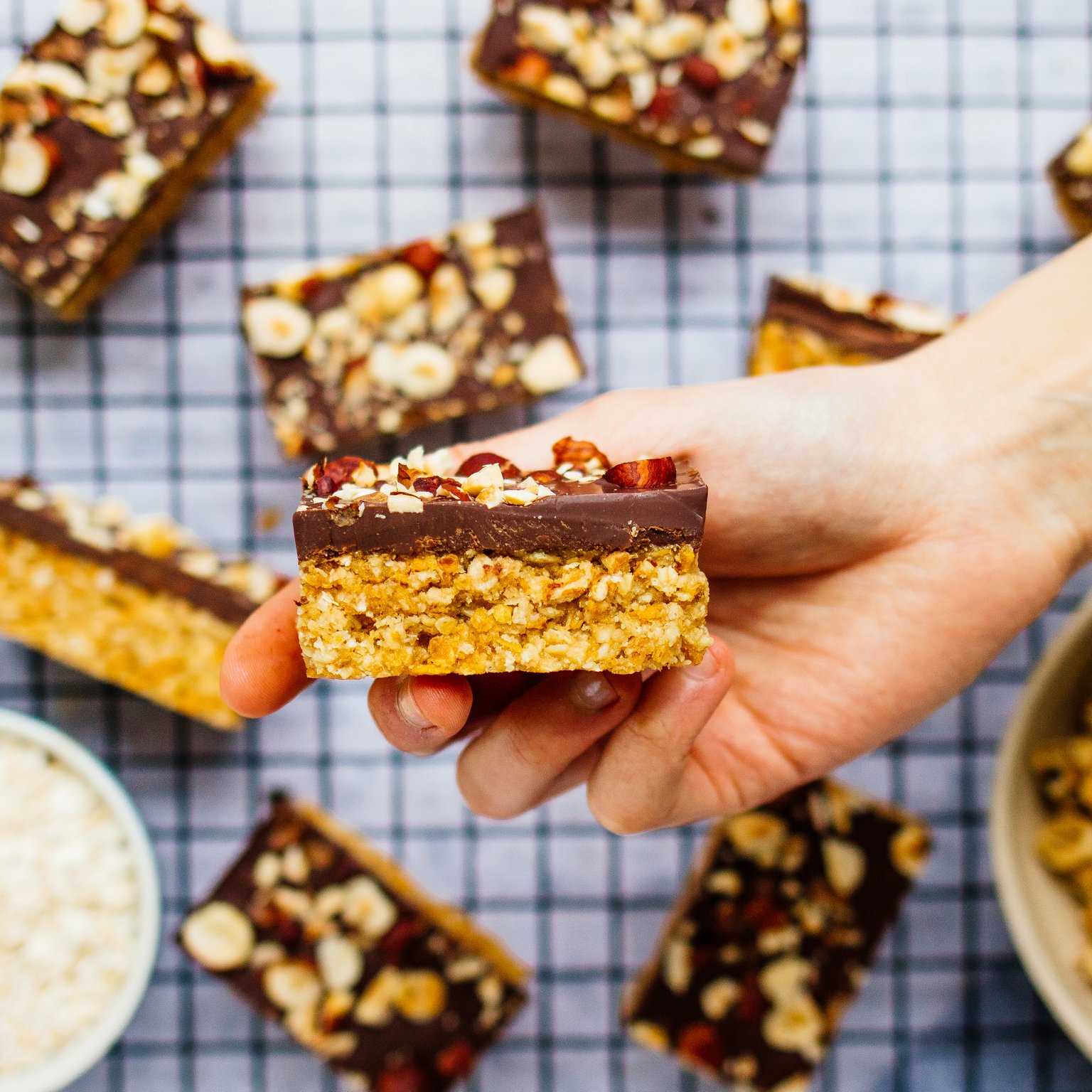 No Bake Haselnuss-Schokoladen-Riegel