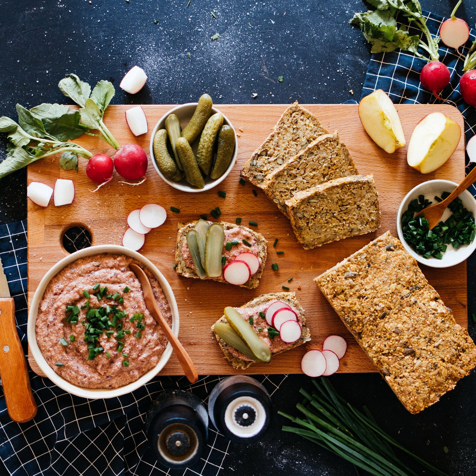 Homemade Vegan Liverwurst with Freshly Baked Bread