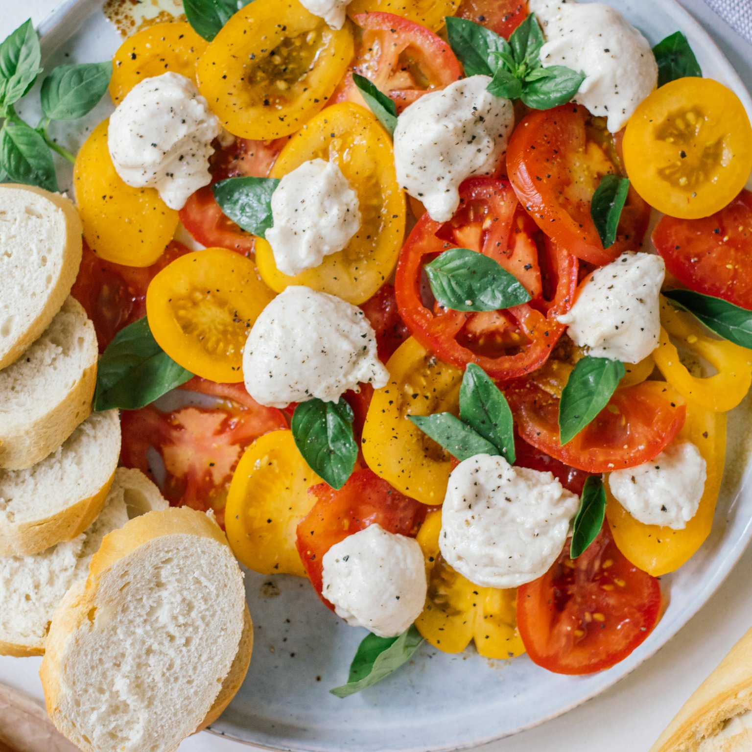 Caprese Salad with vegan Cashew Mozzarella