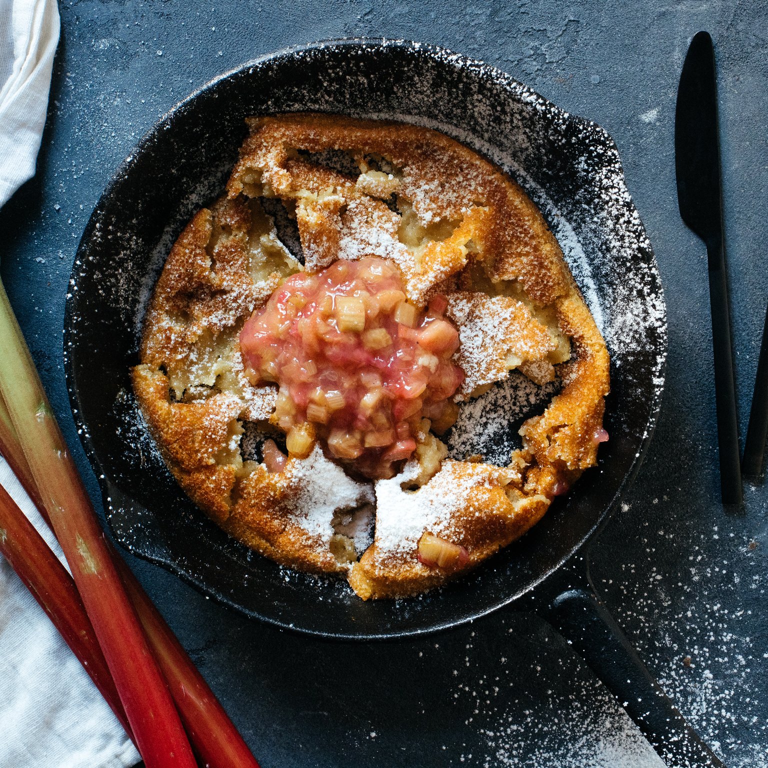 Vegan Dutch Baby with Rhubarb Compote