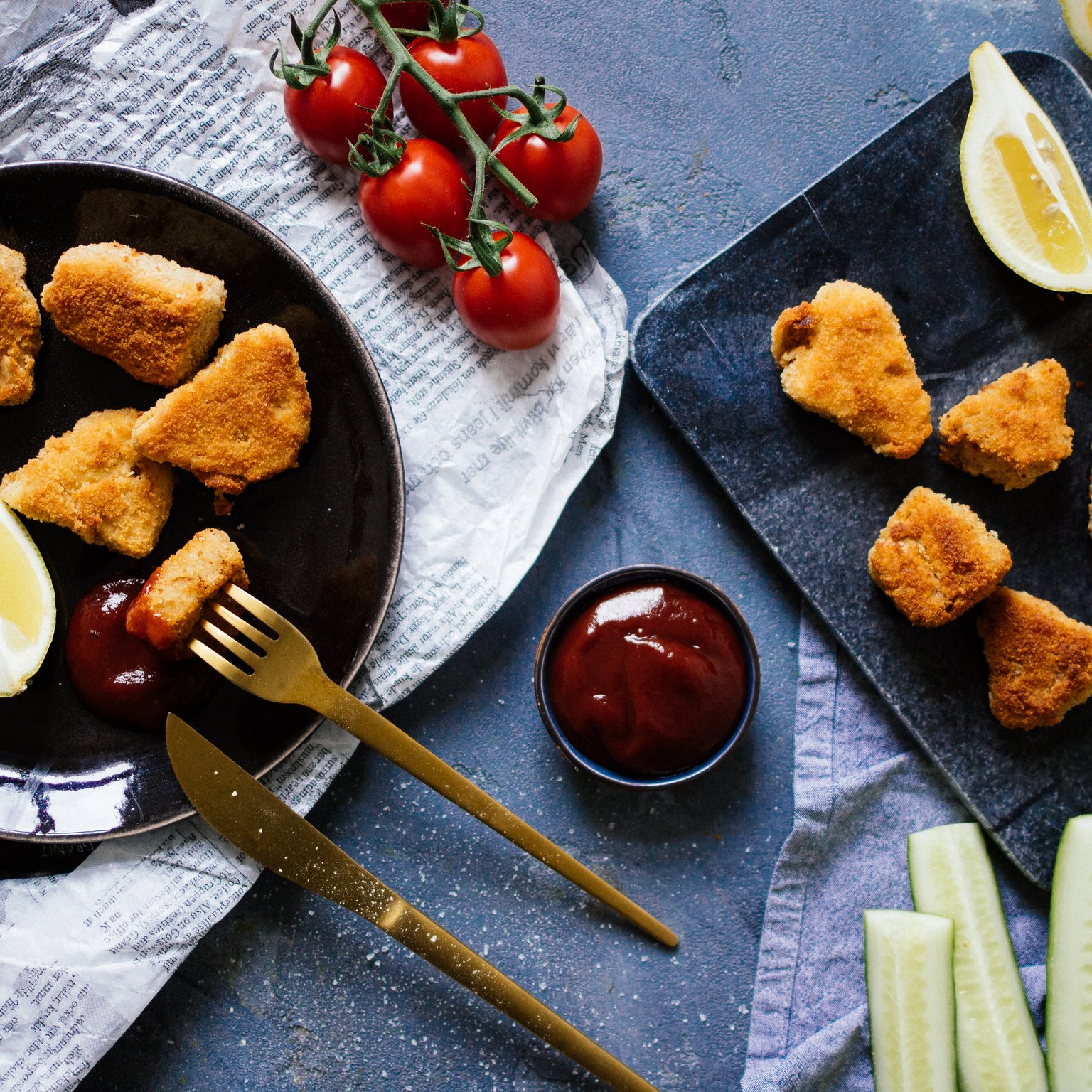 Vegan jackfruit “chicken“ nuggets