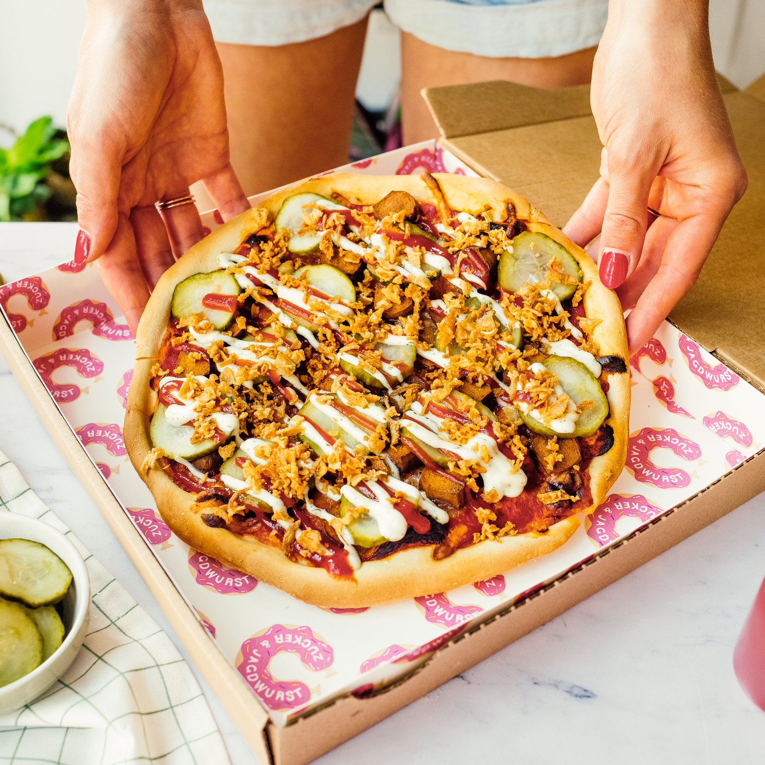 Vegane Hot Dog Pizza