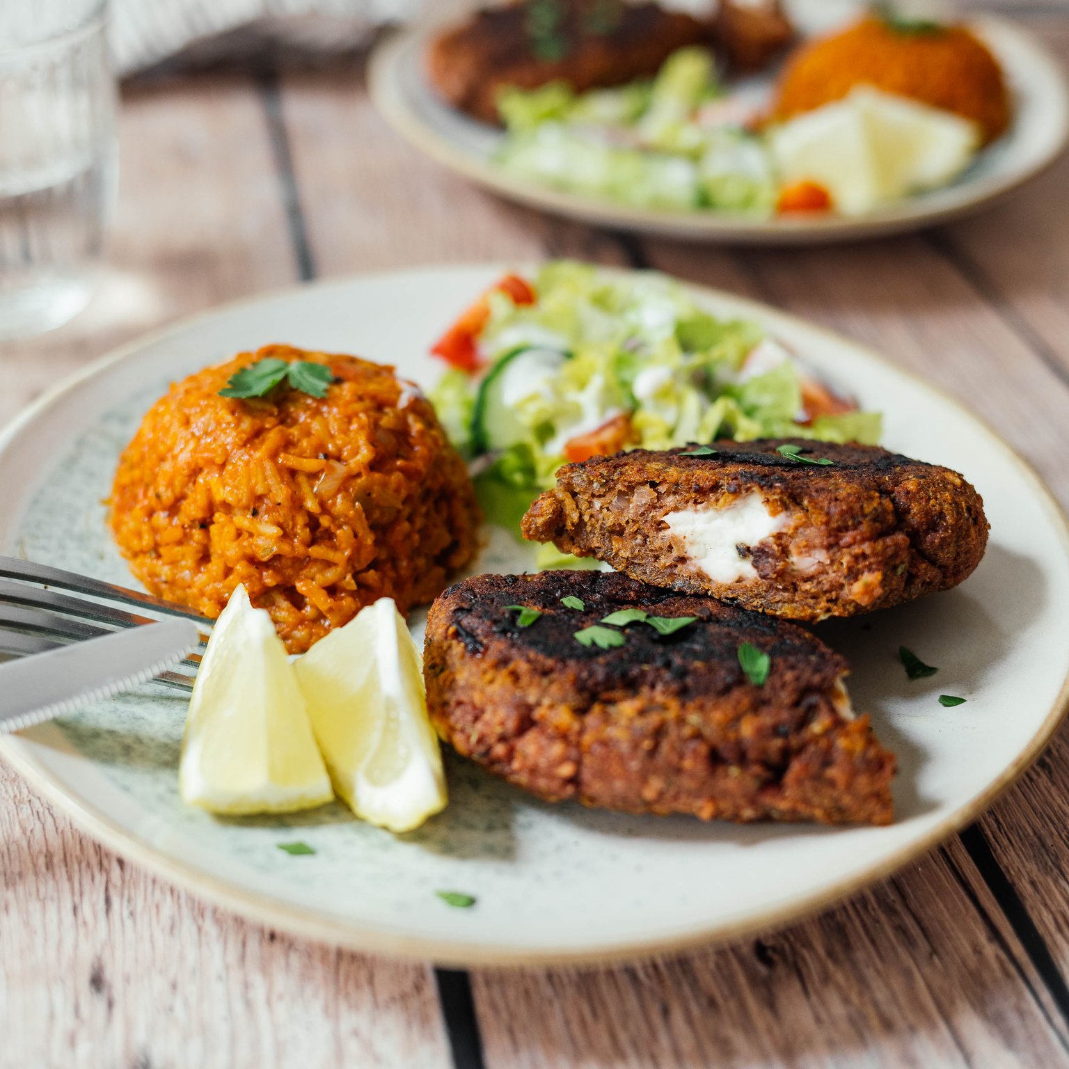 Vegan Bifteki-Steak with Tomato Rice