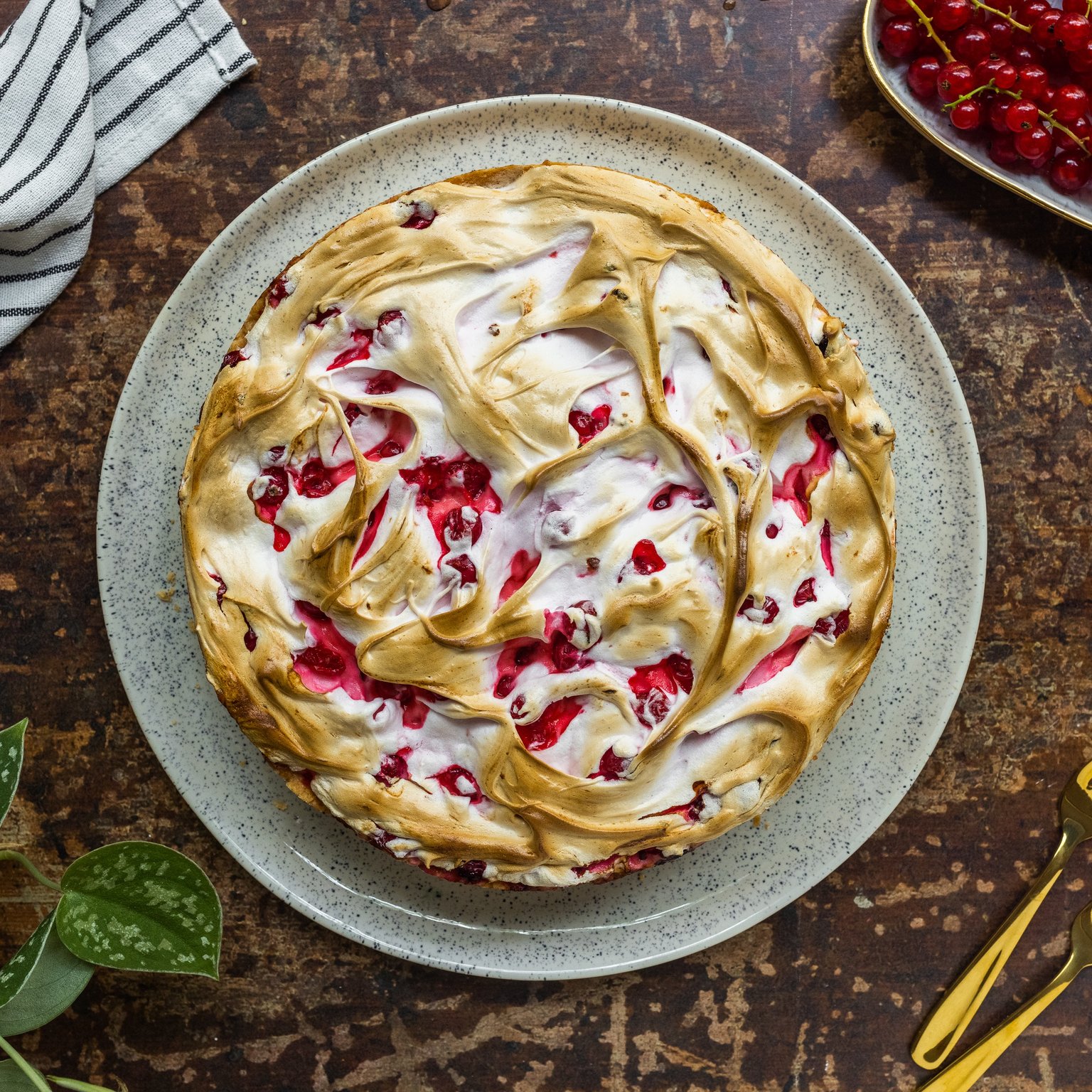 Vegan Red Currant Meringue Cake