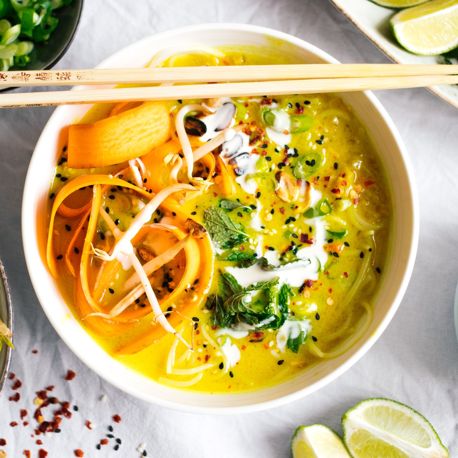 Golden Coconut Soup with Rice Noodles