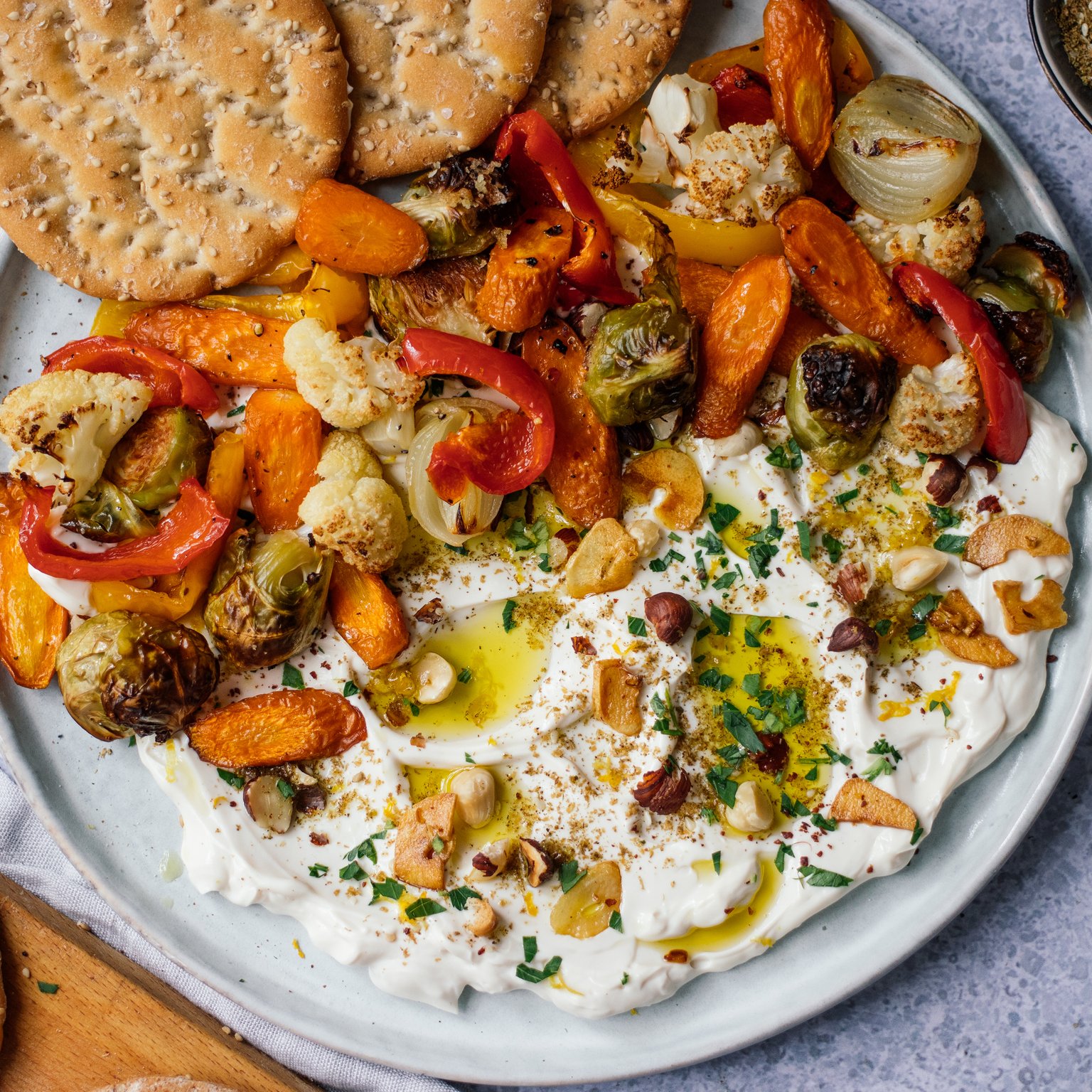 Oven Roasted Vegetables with Vegan Labneh