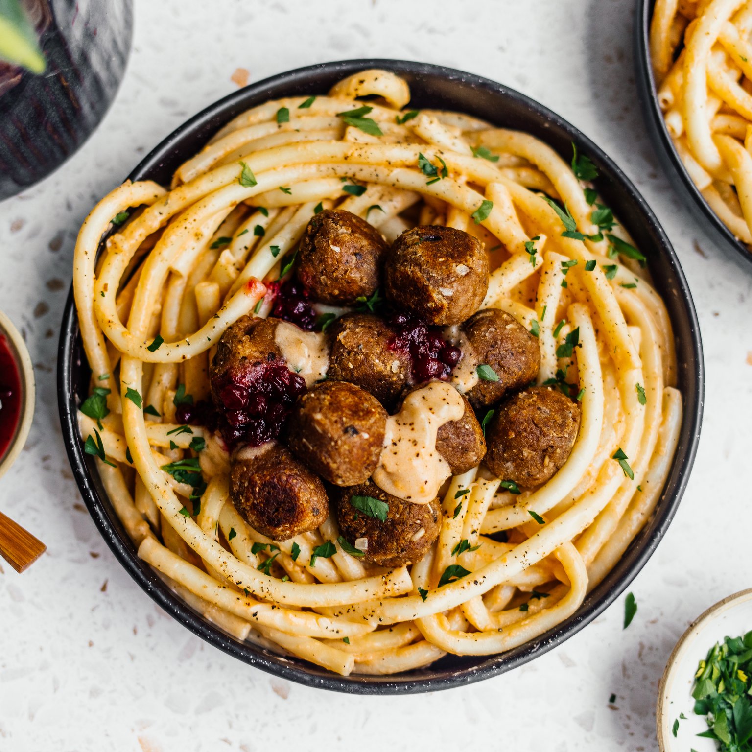 Pasta with Plant-Based Swedish Meatballs