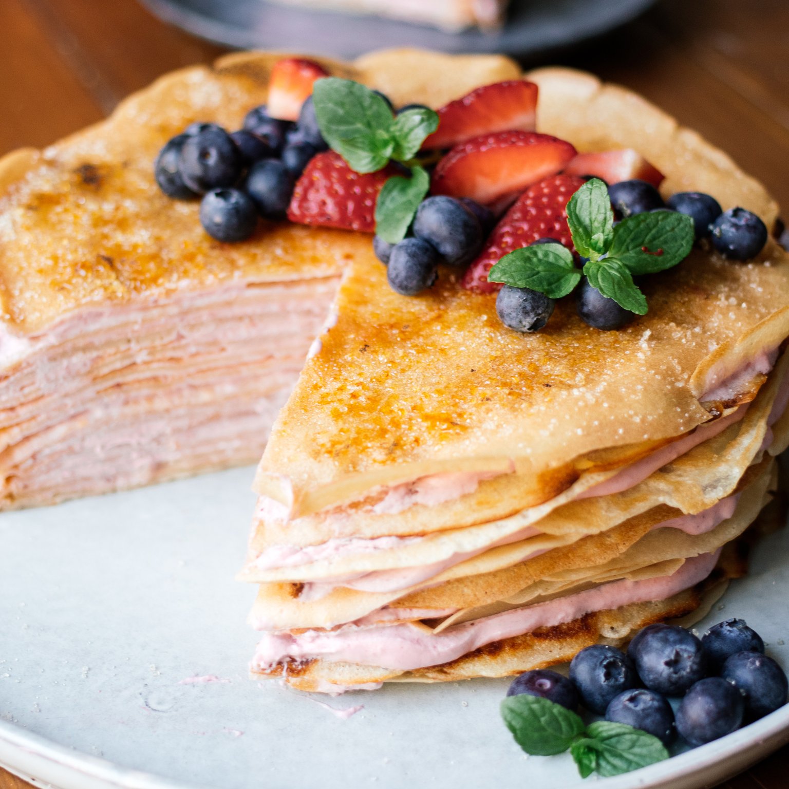 Vegan Crêpe Cake with Strawberries