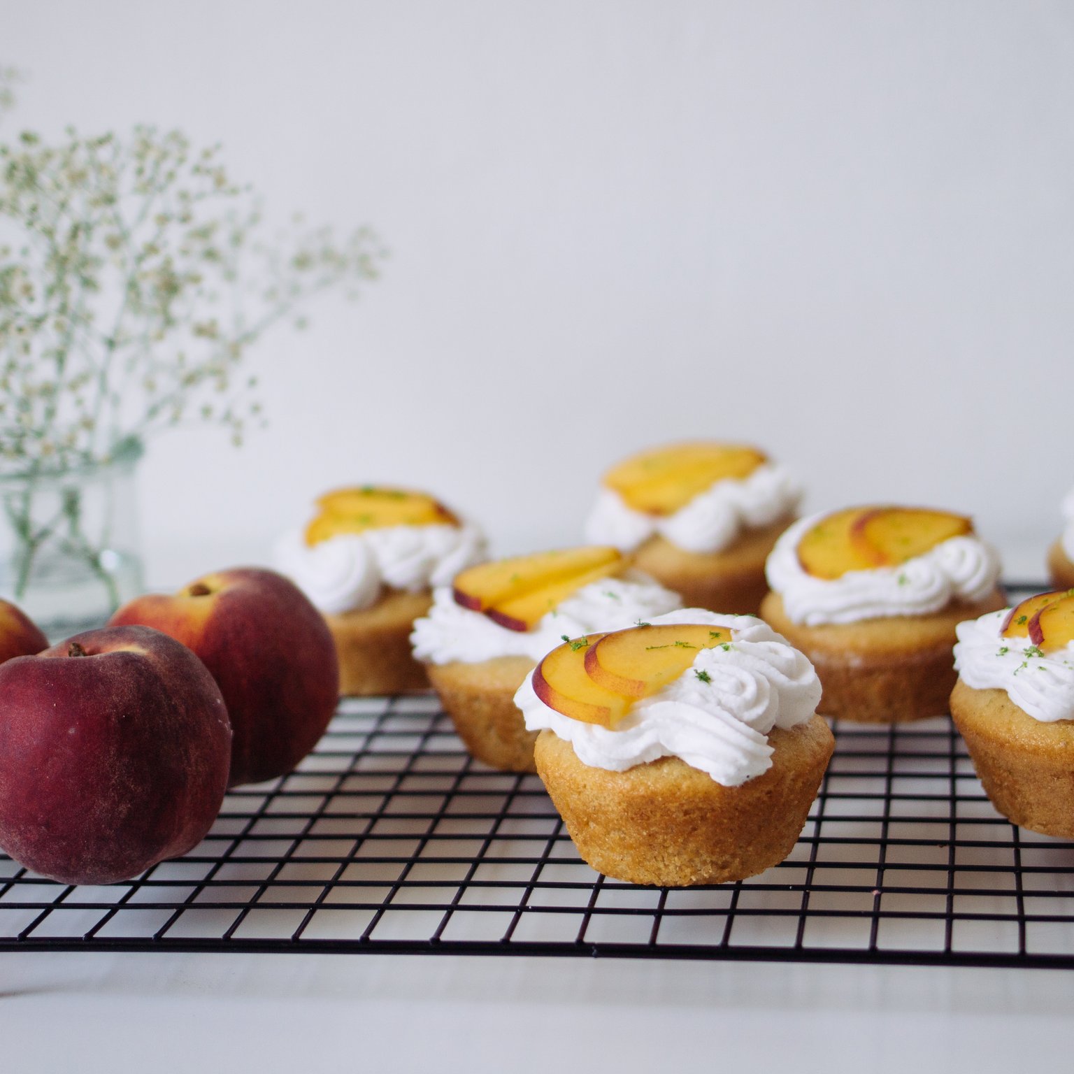 Vegan Stuffed Peach Cupcakes