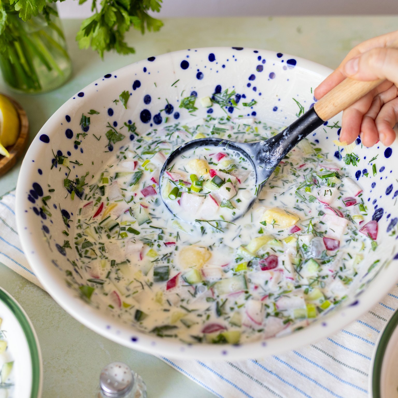 Vegane Okroschka (Kalte russische Suppe)