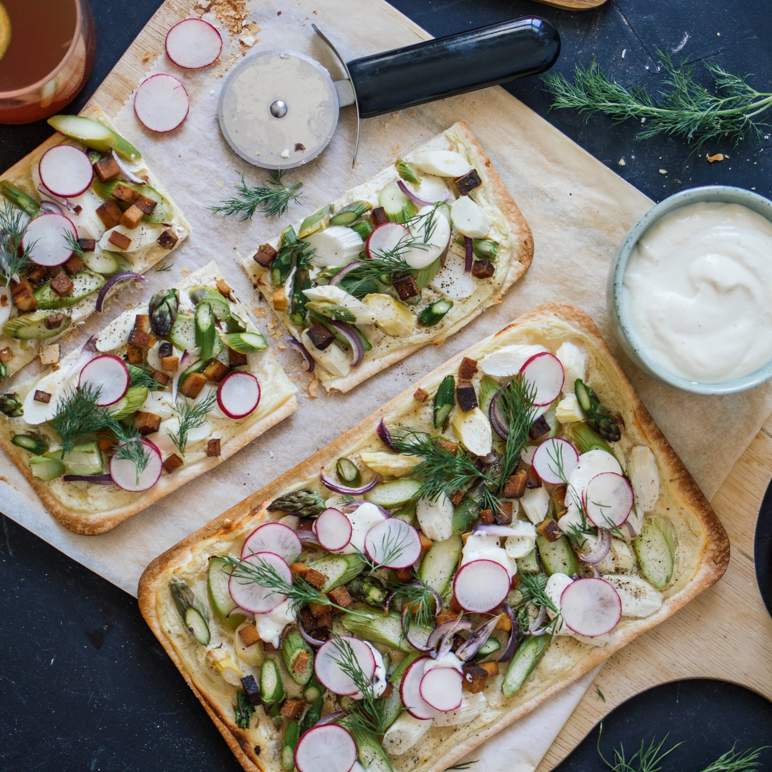 Flammkuchen mit Spargel