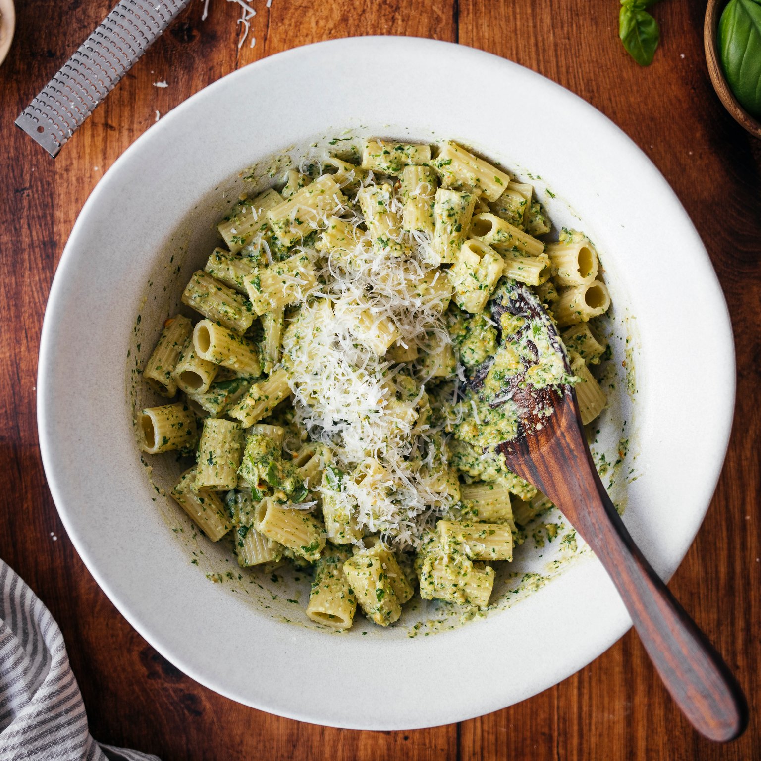 Pasta with Green Basil Cashew Pesto