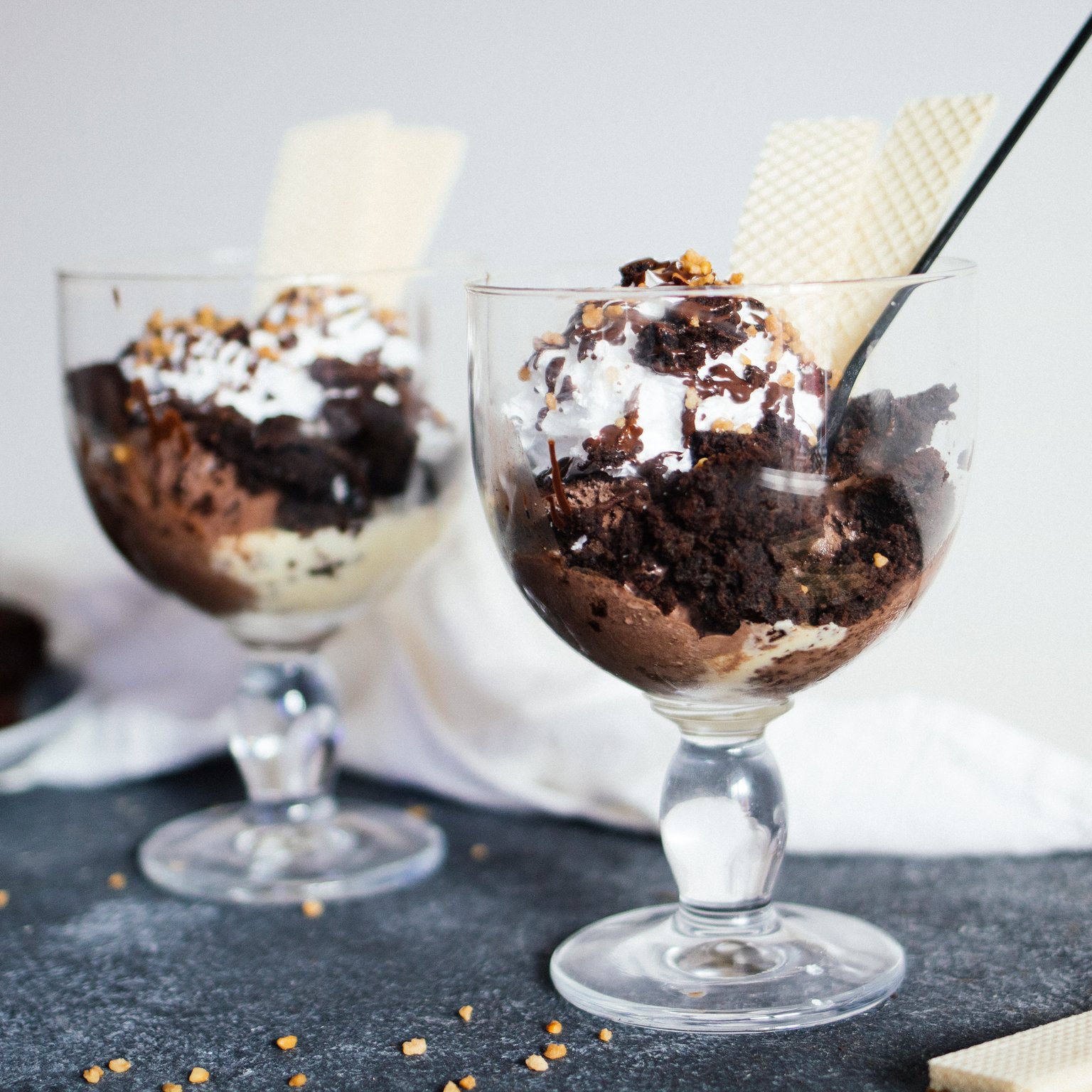 Veganer Brownie Sundae