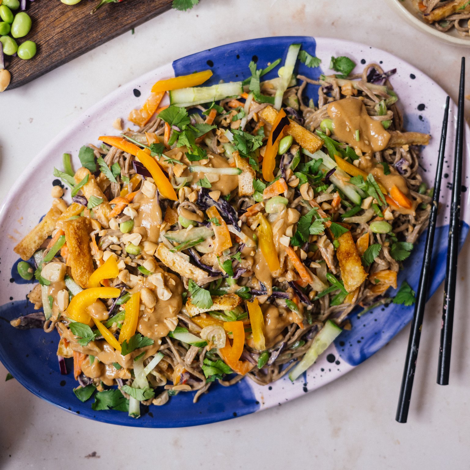 Soba „Summer Rolls“ Salad with Tofu and Peanut Dressing