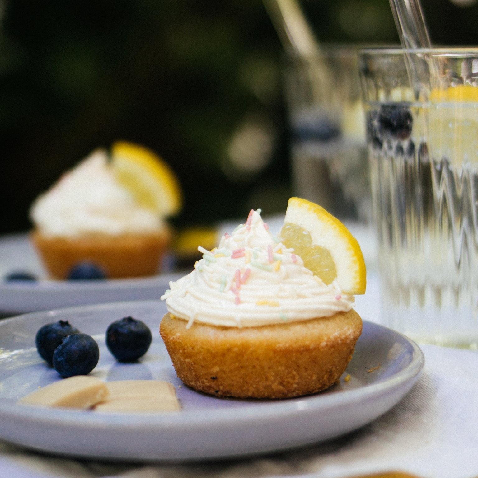 Vegan Lemon Cupcakes with White Chocolate Frosting