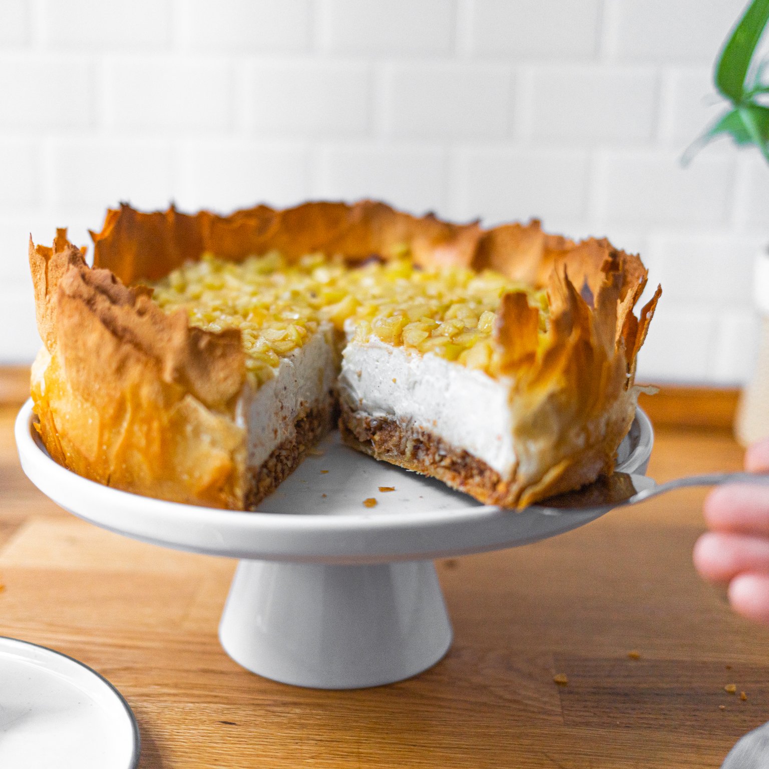 Veganer Filo-Apfel-Cheesecake