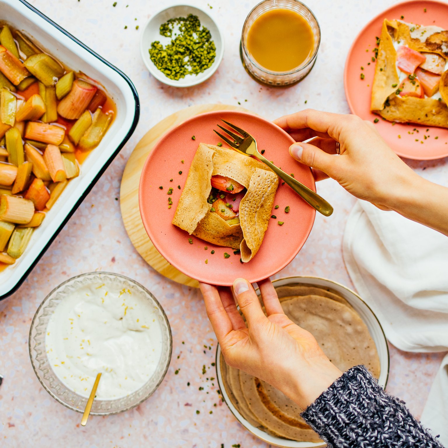 Vegan Buckwheat Galette with Rhubarb