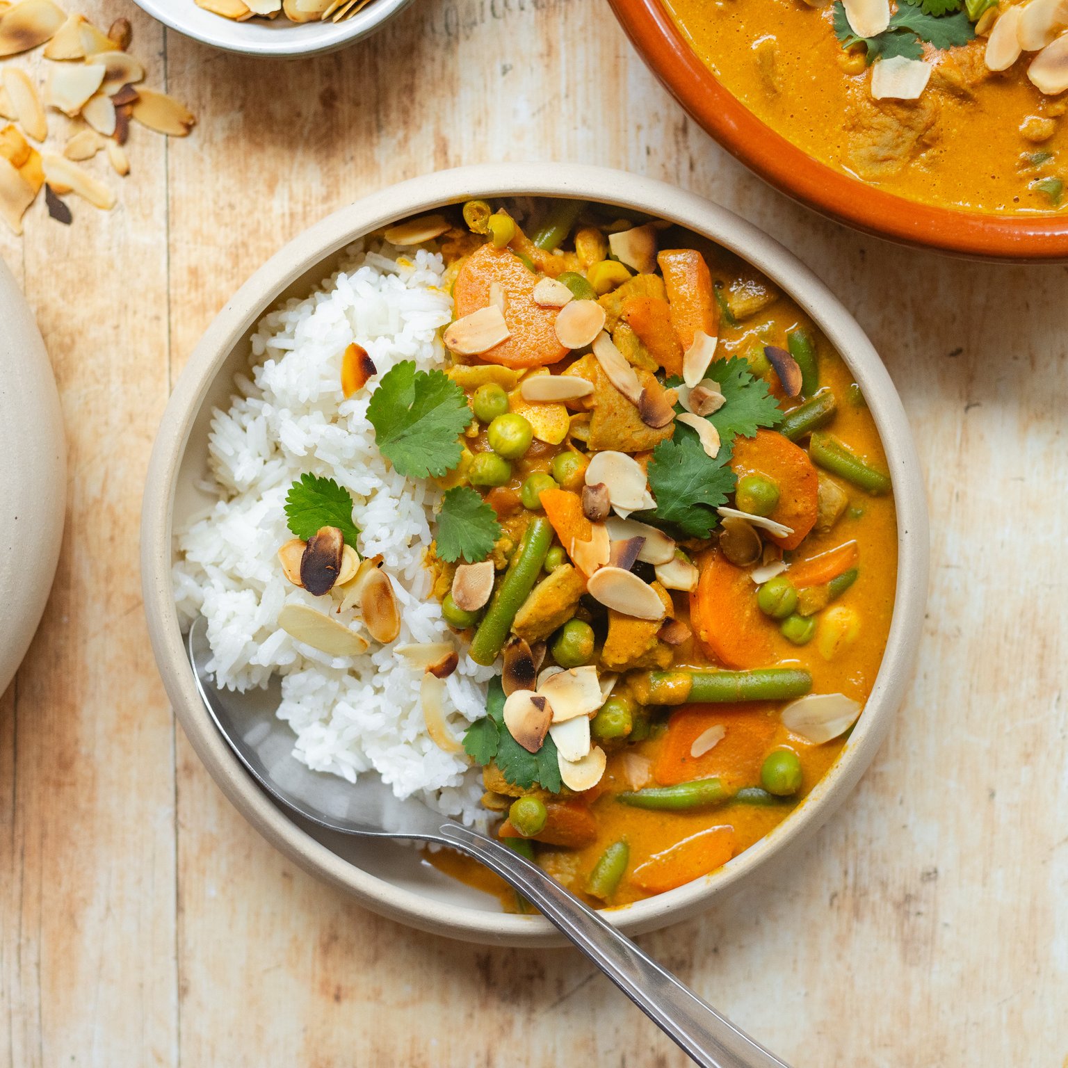 Vegan Korma with Vegetables and Rice