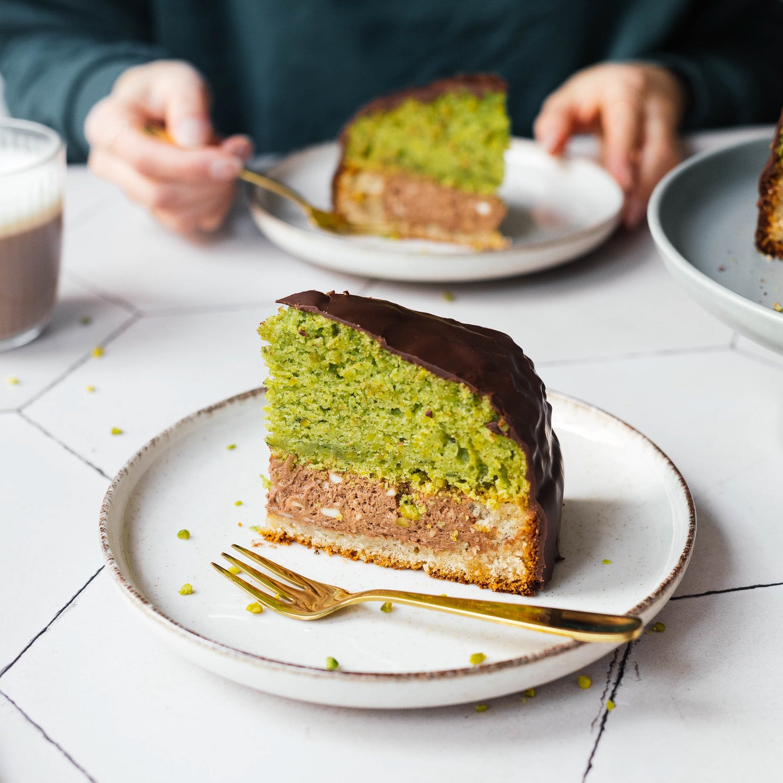 Vegan Mozartball Cake (Pistachio Marzipan Nougat Cake)