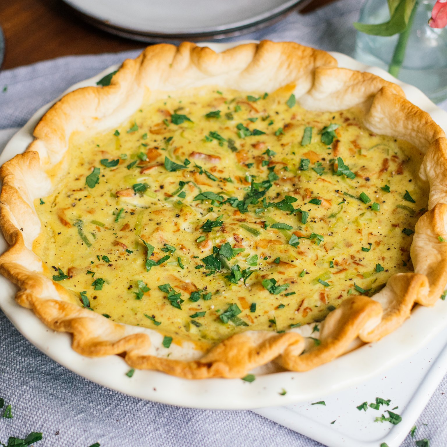 Vegan Chanterelle and Leek Quiche