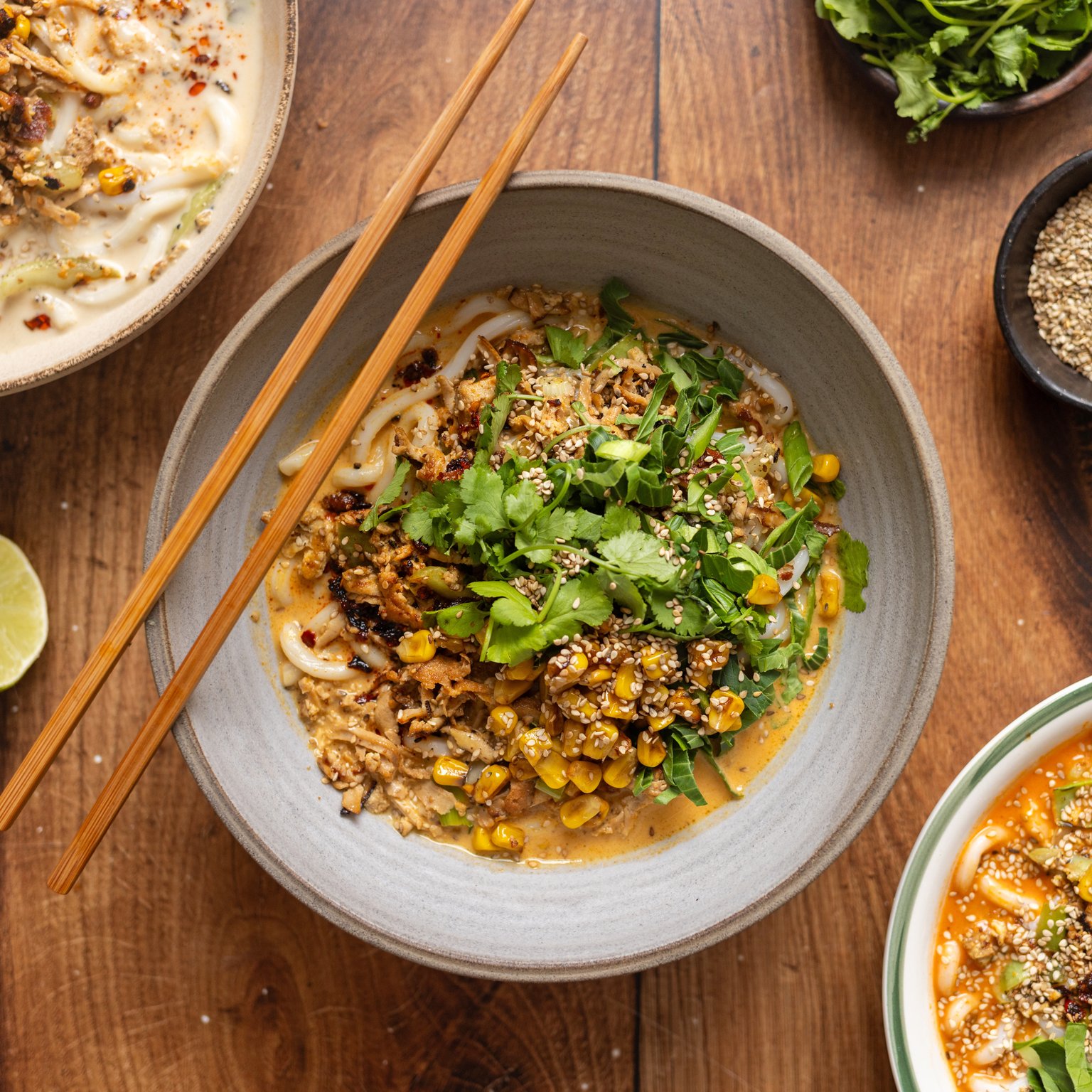 Udon Curry with Tofu, Bok Choy and Corn