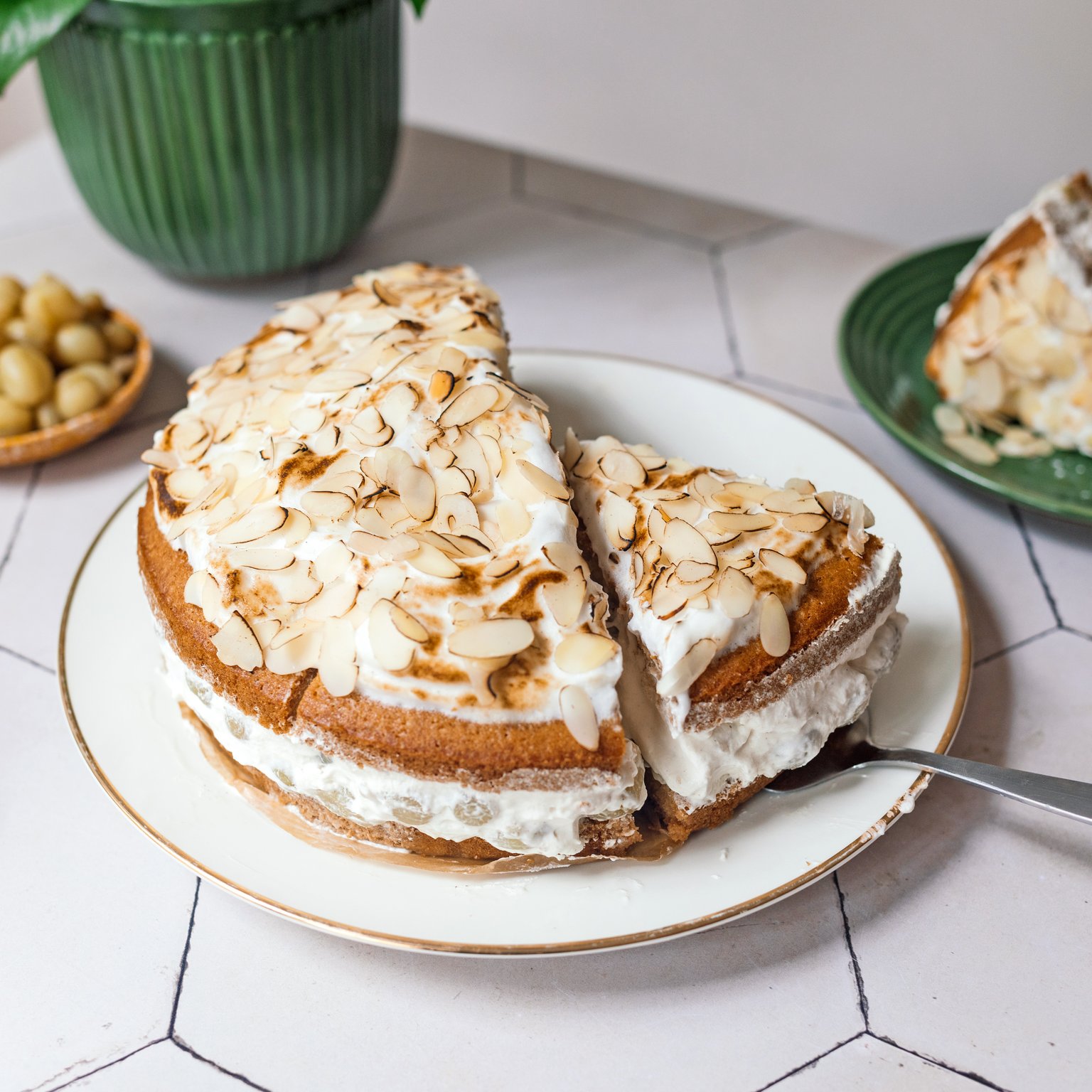 Vegan Gooseberry Meringue Cake