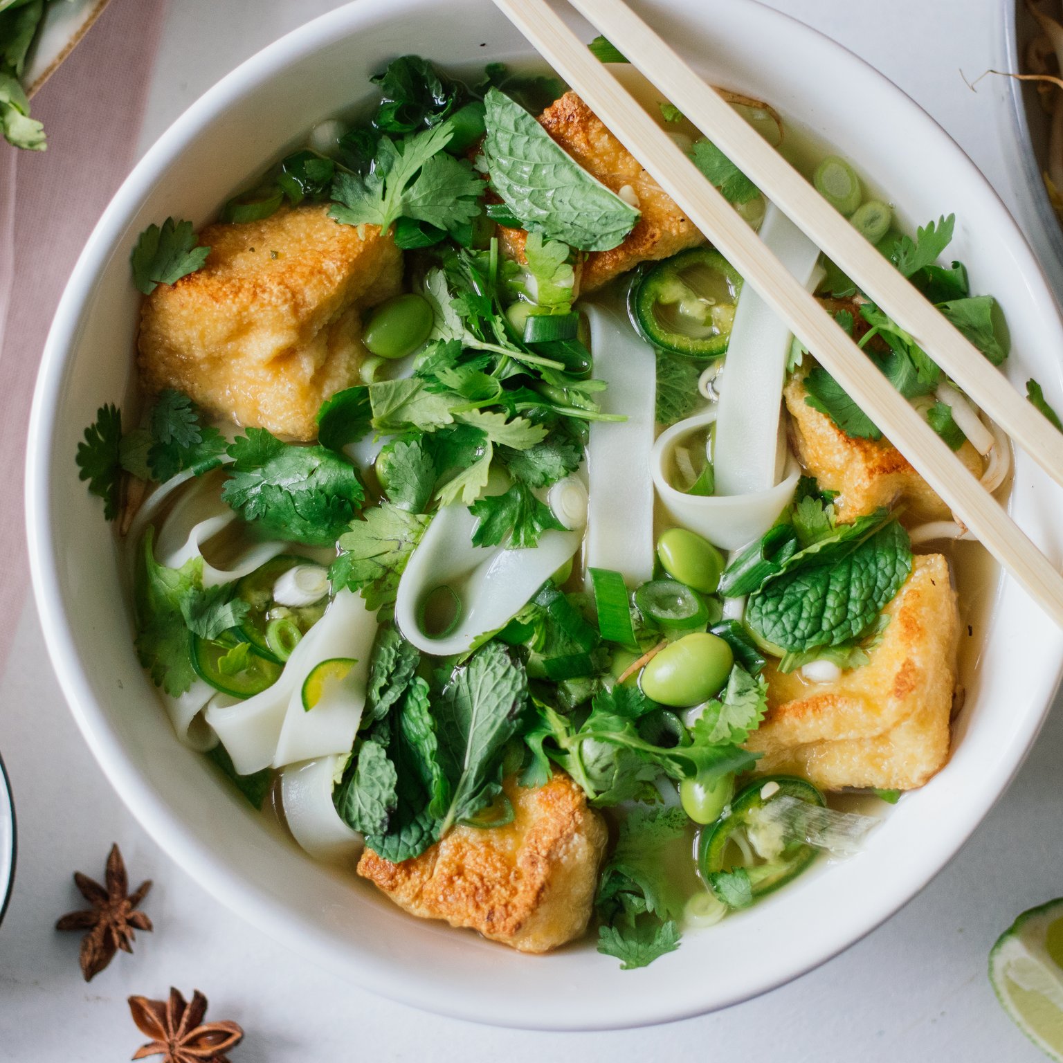 Vegan Rice Noodle Soup (Pho)