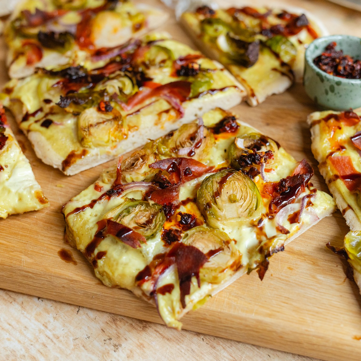 Vegan Pinsa with Brussels Sprouts and Hollandaise