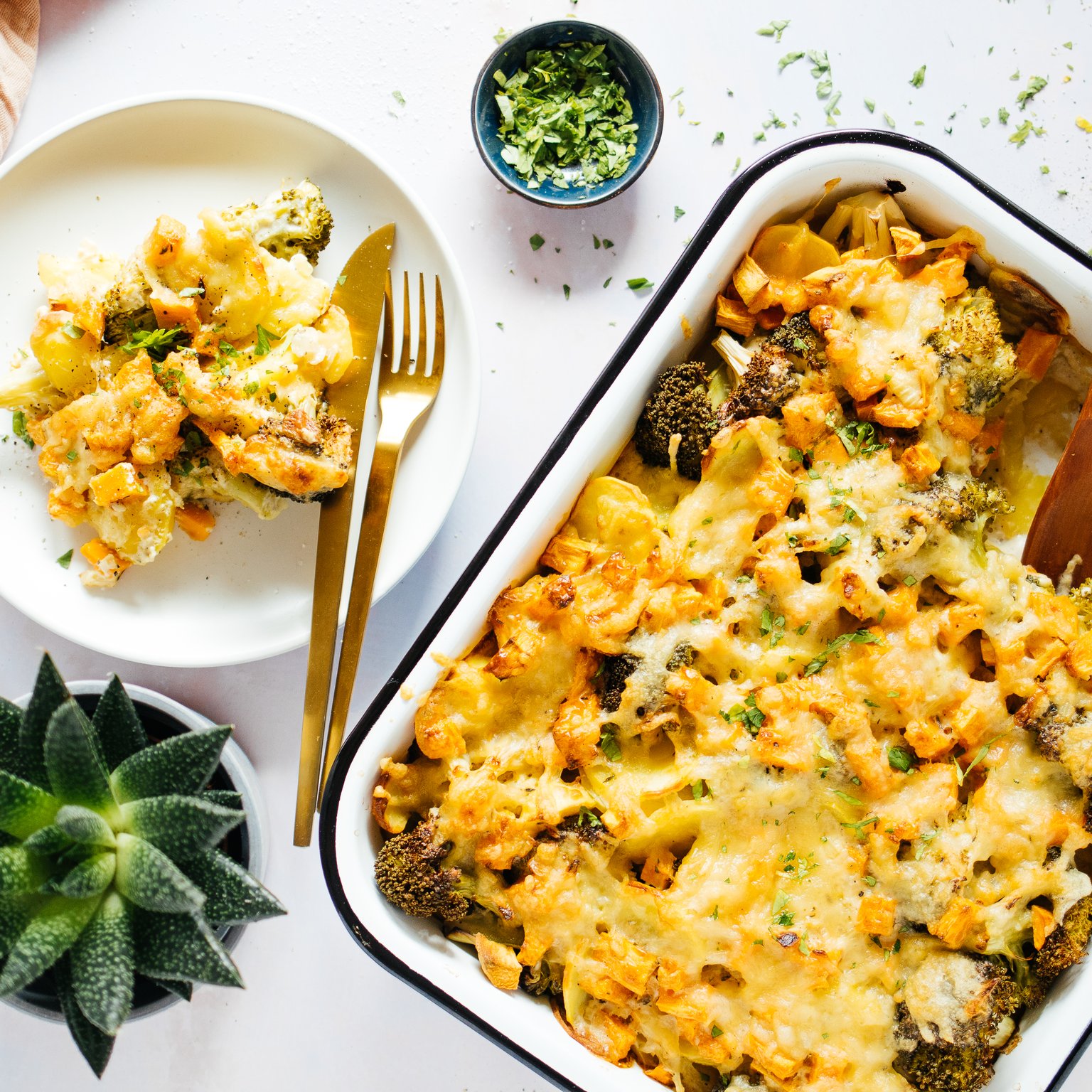 Creamy Vegan Potato Broccoli Casserole
